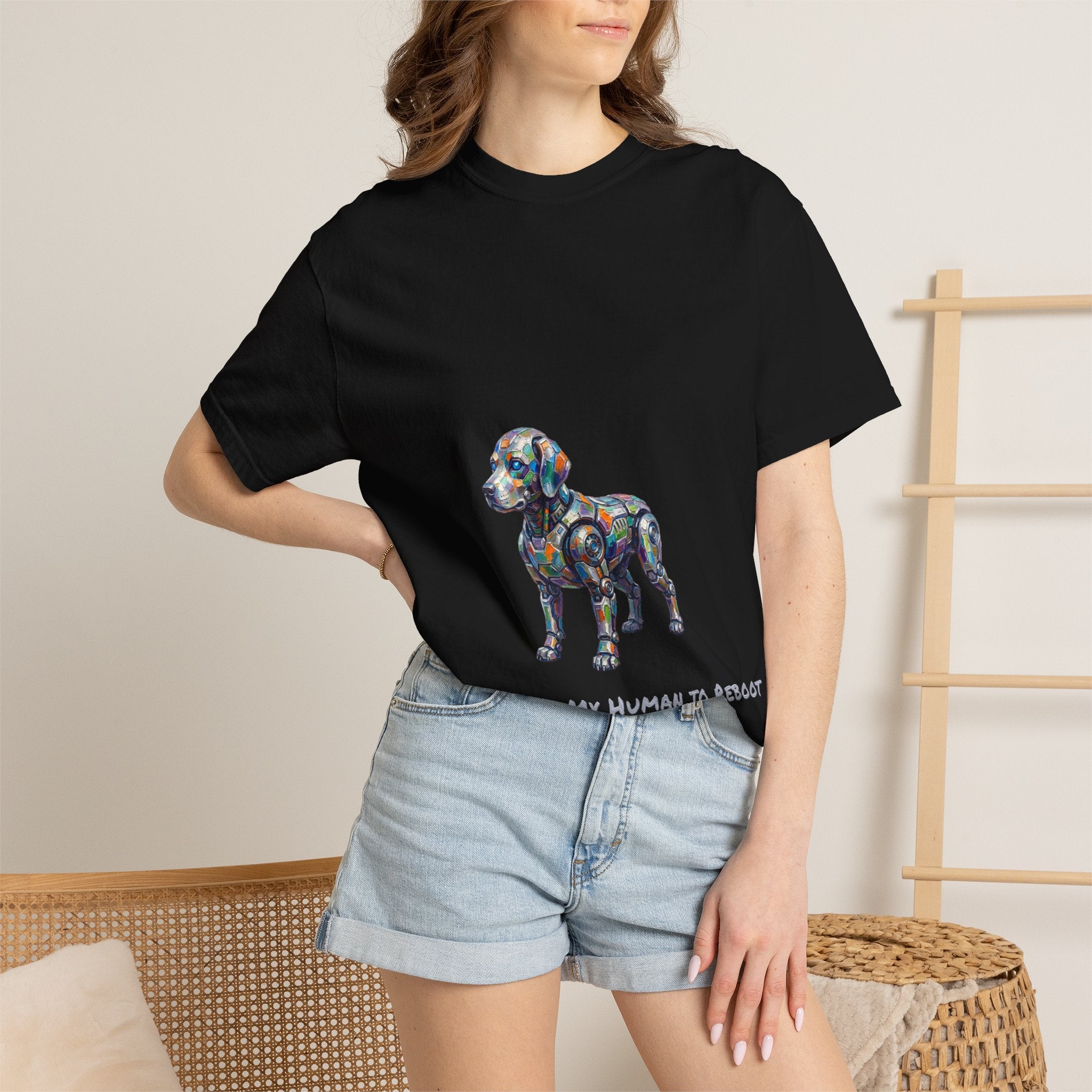 Robot Dog T‑Shirt — “Waiting For My Human To Reboot" Tee