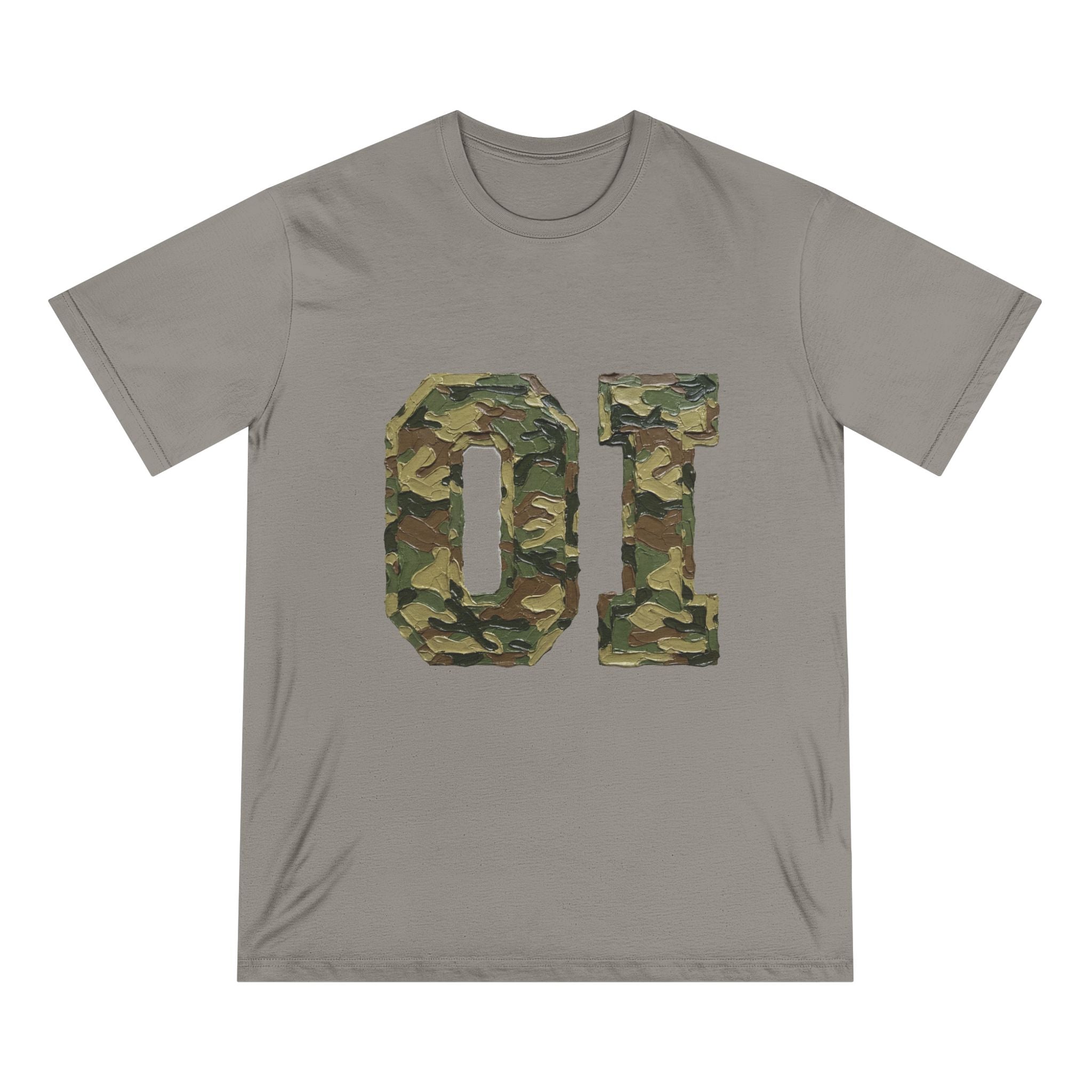 Organic Camo 'OI' Graphic T-Shirt — Military Style Vintage Number Tee (Organic Intelligence)