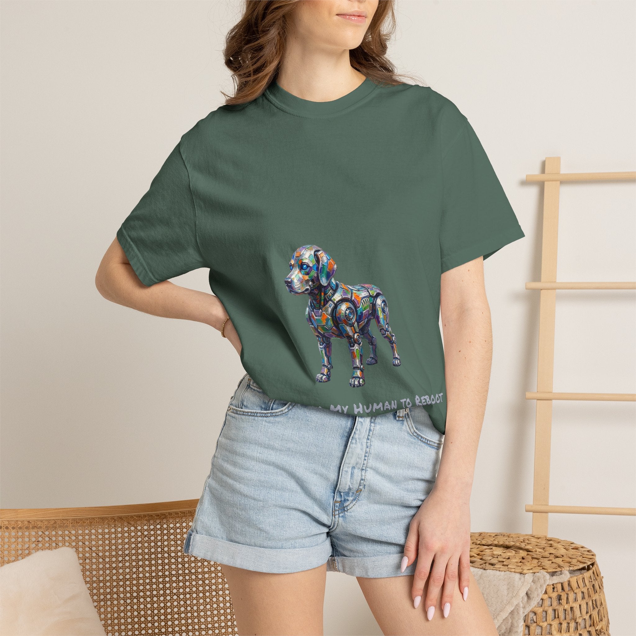 Robot Dog T‑Shirt — “Waiting For My Human To Reboot" Tee