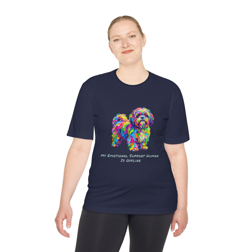 Shih Tzu Performance Shirt — Colorful Dog Graphic Tee (My Emotional Support Human Is Offline)