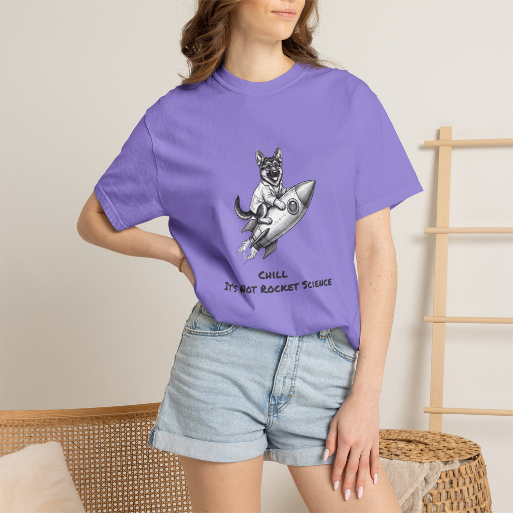 Dog on Rocket T-Shirt (Chill It’s Not Rocket Science Graphic Tee)