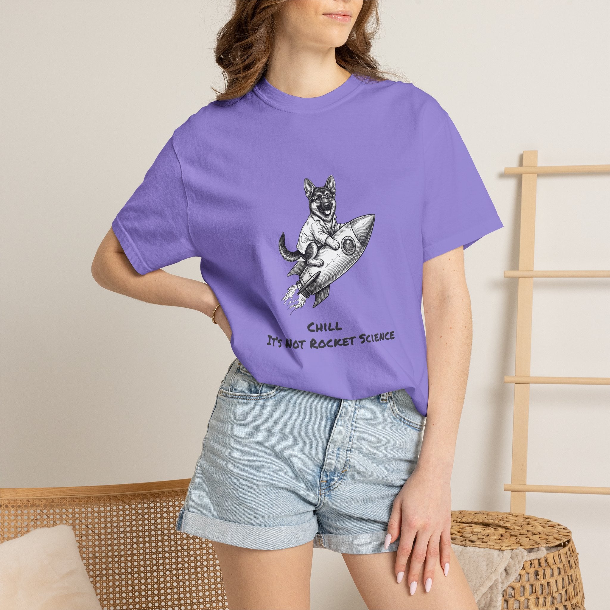 Dog on Rocket T-Shirt (Chill It’s Not Rocket Science Graphic Tee)