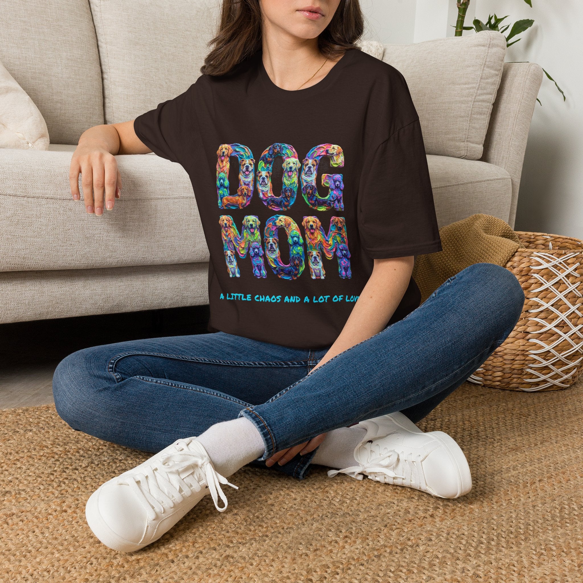 Dogs Mom Vibrant Soft T-Shirt (Dog Lover)