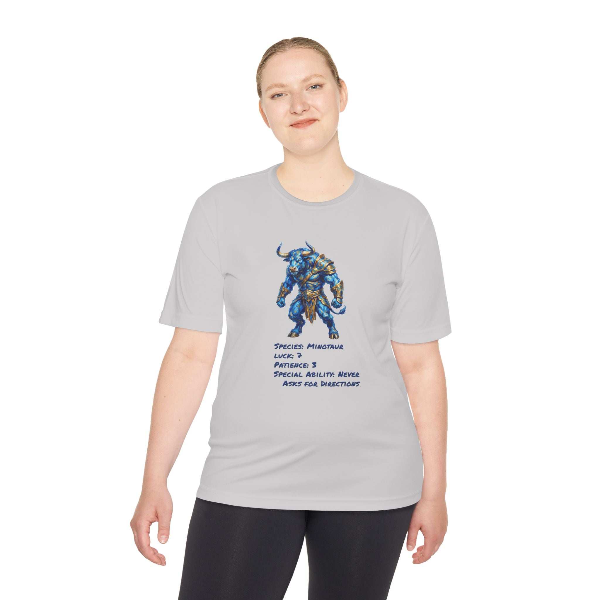 Minotaur RPG Character Moisture Wicking Shirt — "Special Ability: Never Asks for Directions"