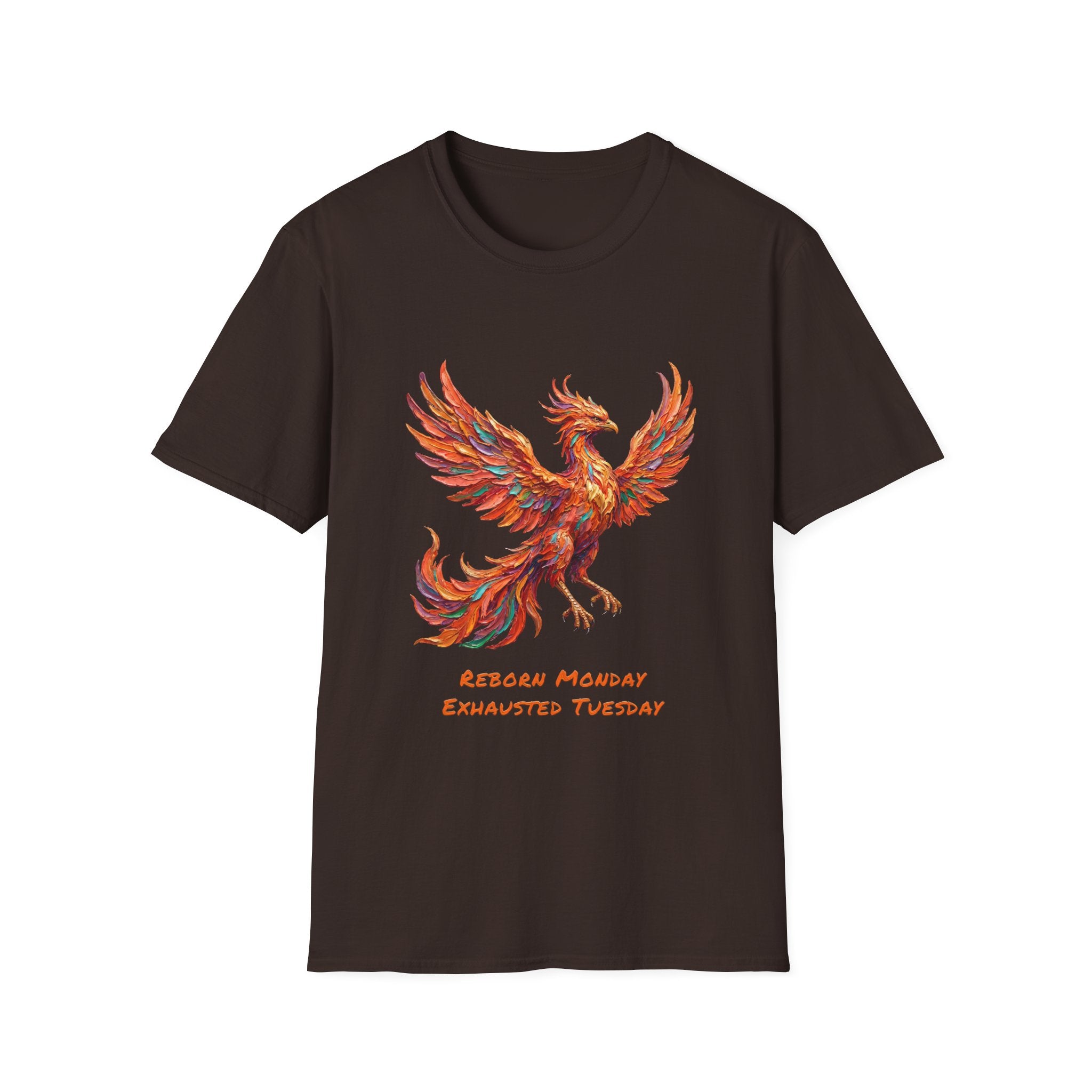 Phoenix Reborn Monday Soft T-Shirt (Exhausted Tuesday)