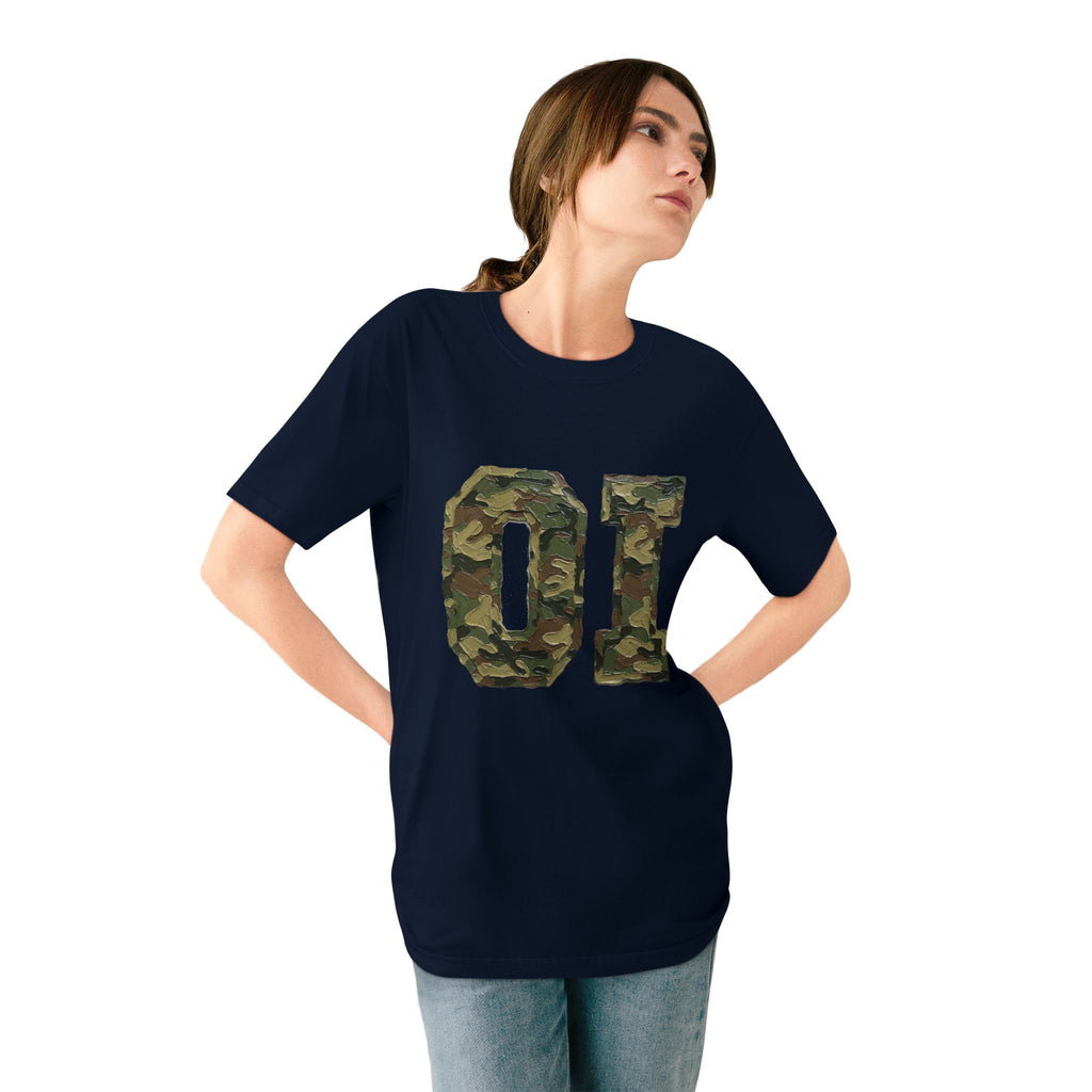 Organic Camo 'OI' Graphic T-Shirt — Military Style Vintage Number Tee (Organic Intelligence)