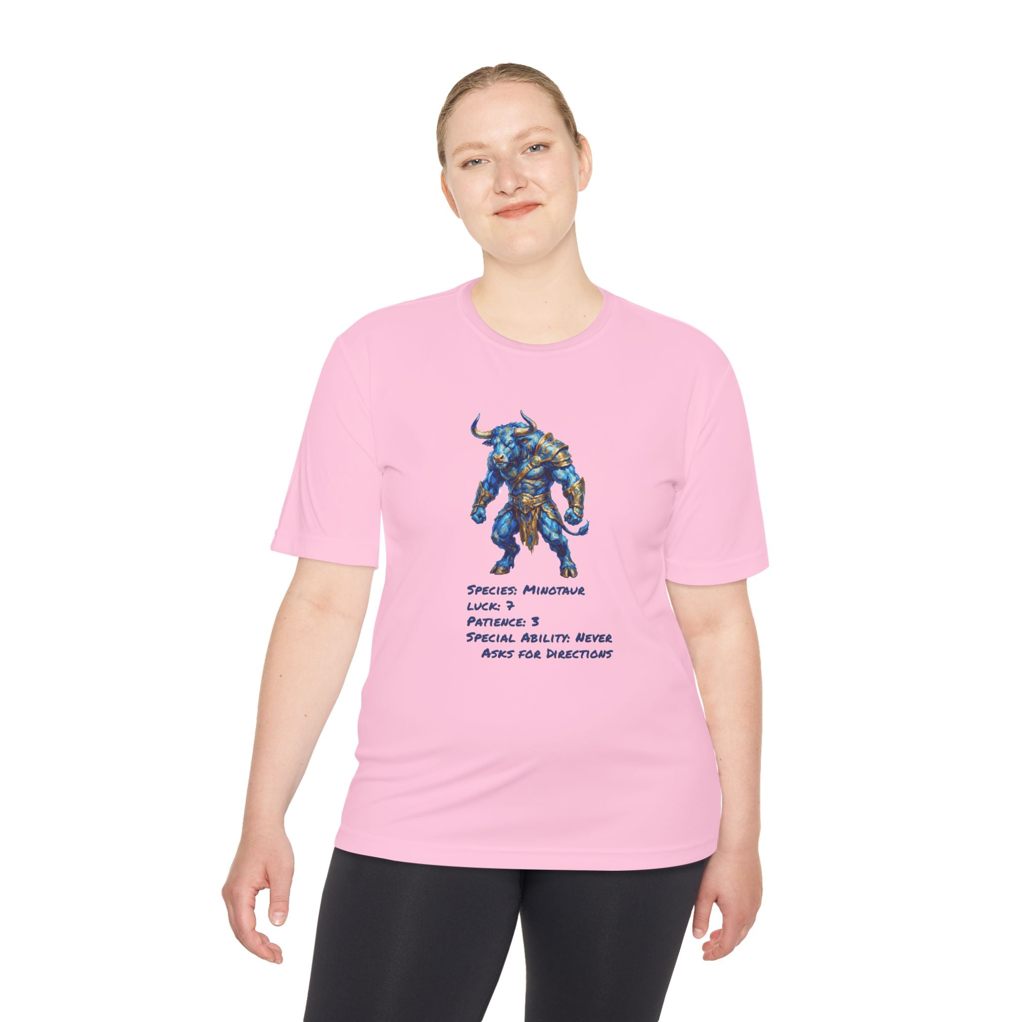 Minotaur RPG Character Moisture Wicking Shirt — "Special Ability: Never Asks for Directions"