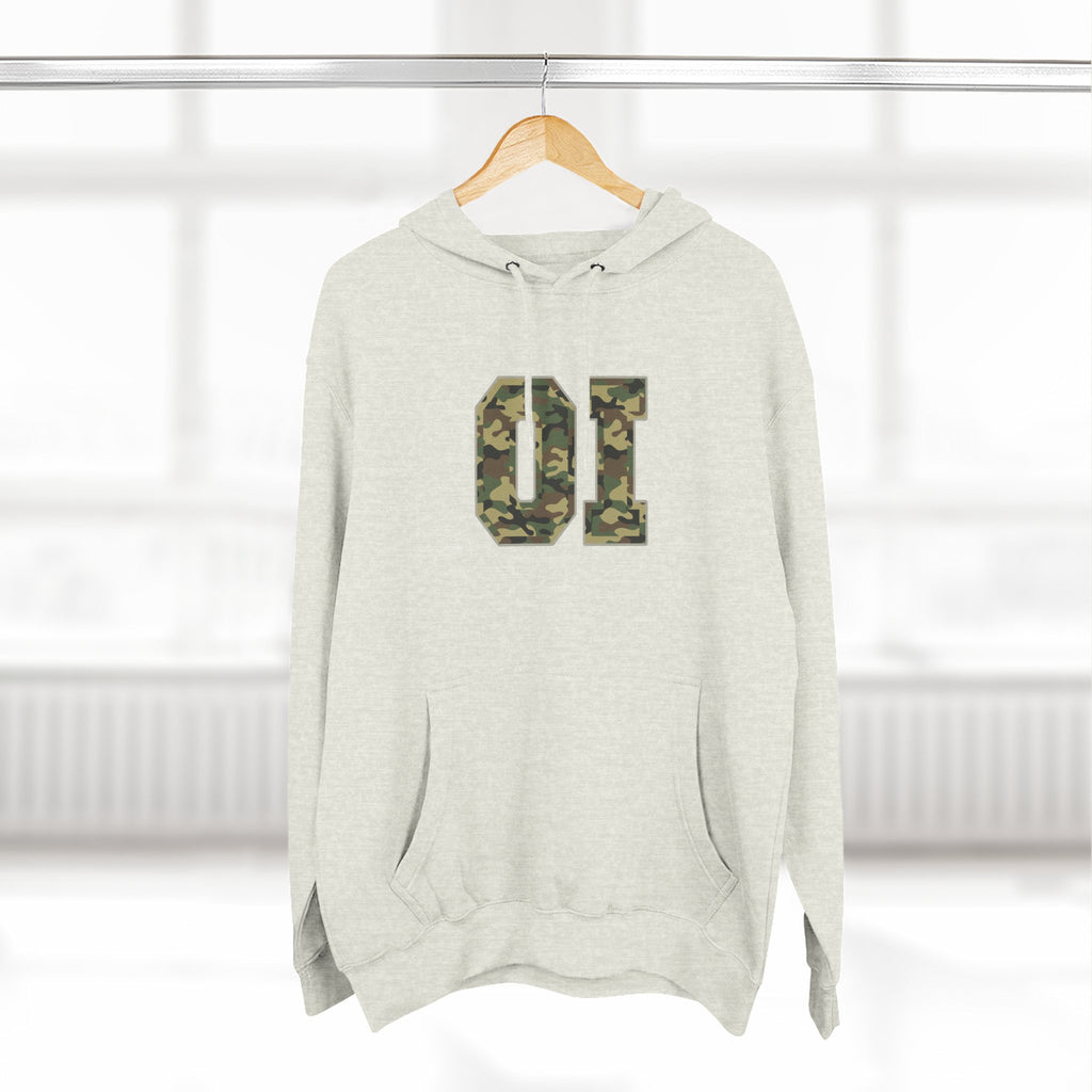 Camo 'OI' Fleece Hoodie — Military Number Camo Pullover (Organic Intelligence)