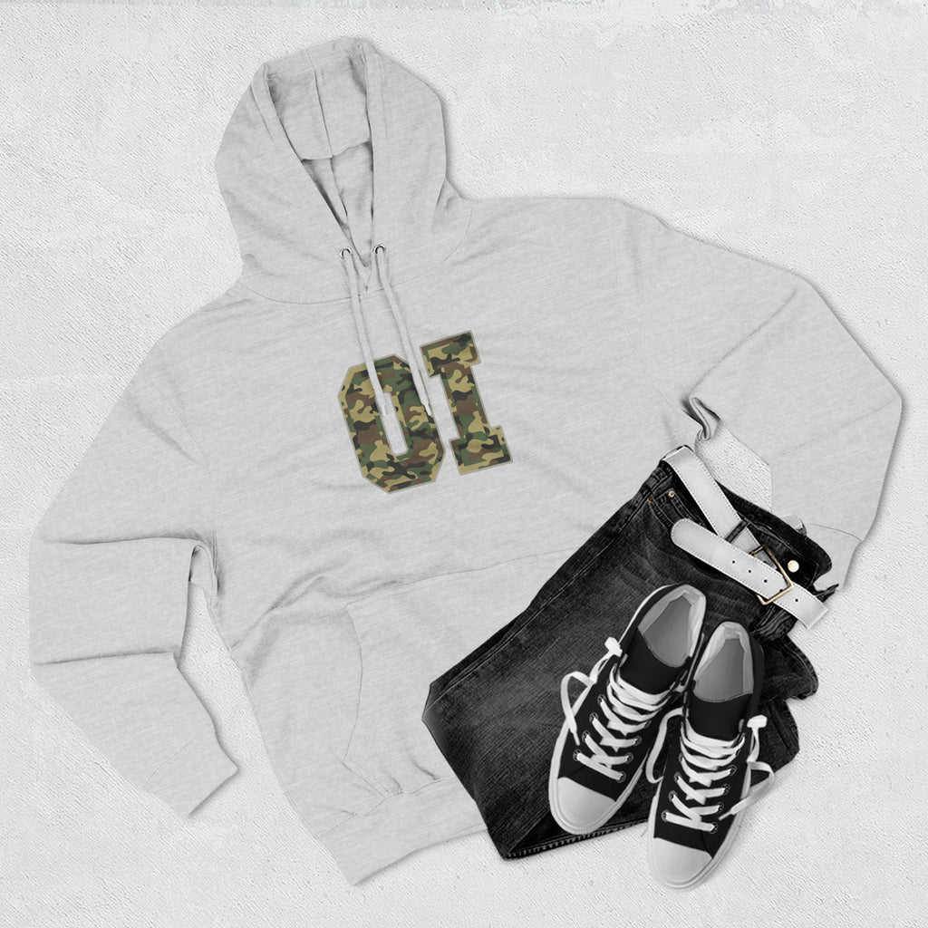 Camo 'OI' Fleece Hoodie — Military Number Camo Pullover (Organic Intelligence)