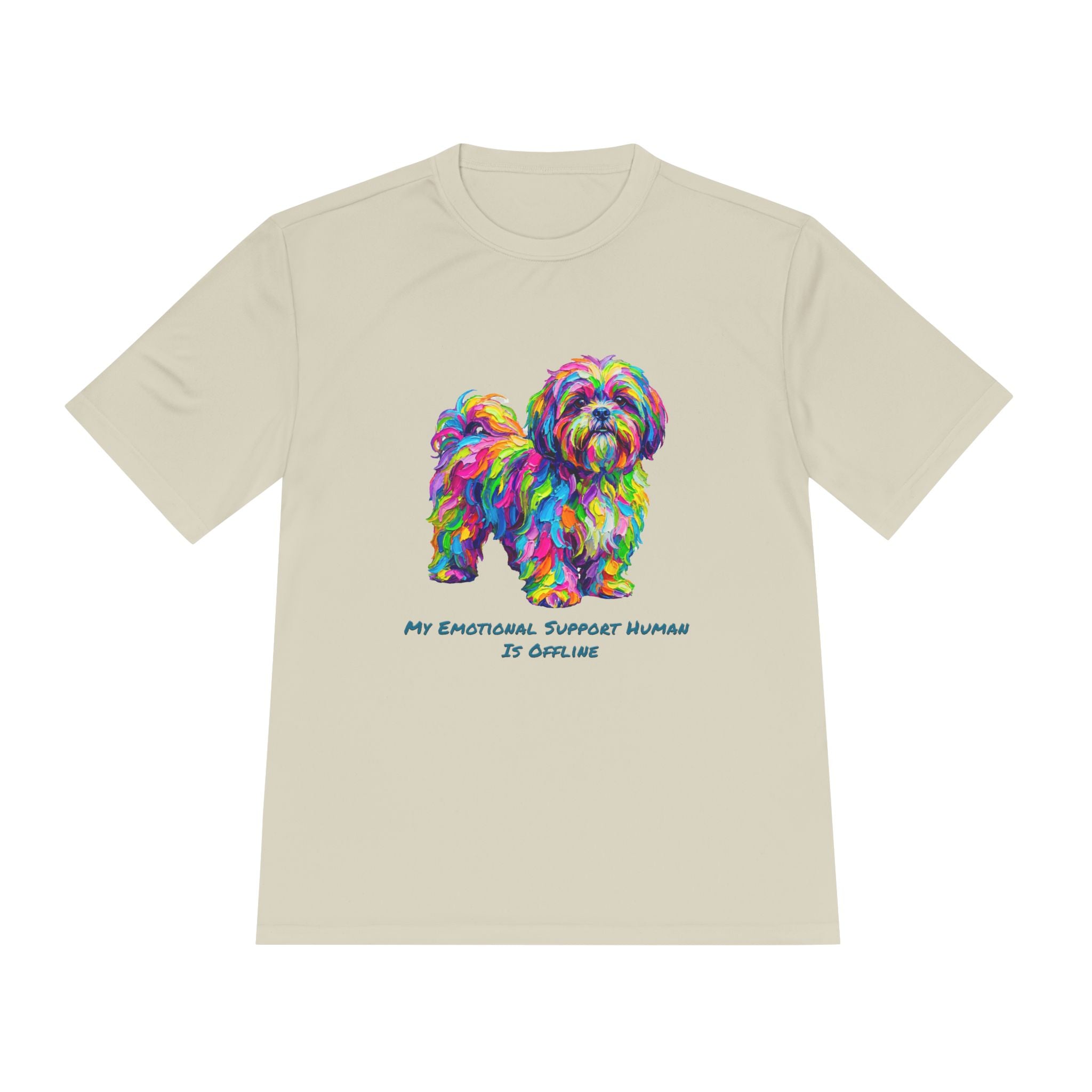 Shih Tzu Performance Shirt — Colorful Dog Graphic Tee (My Emotional Support Human Is Offline)