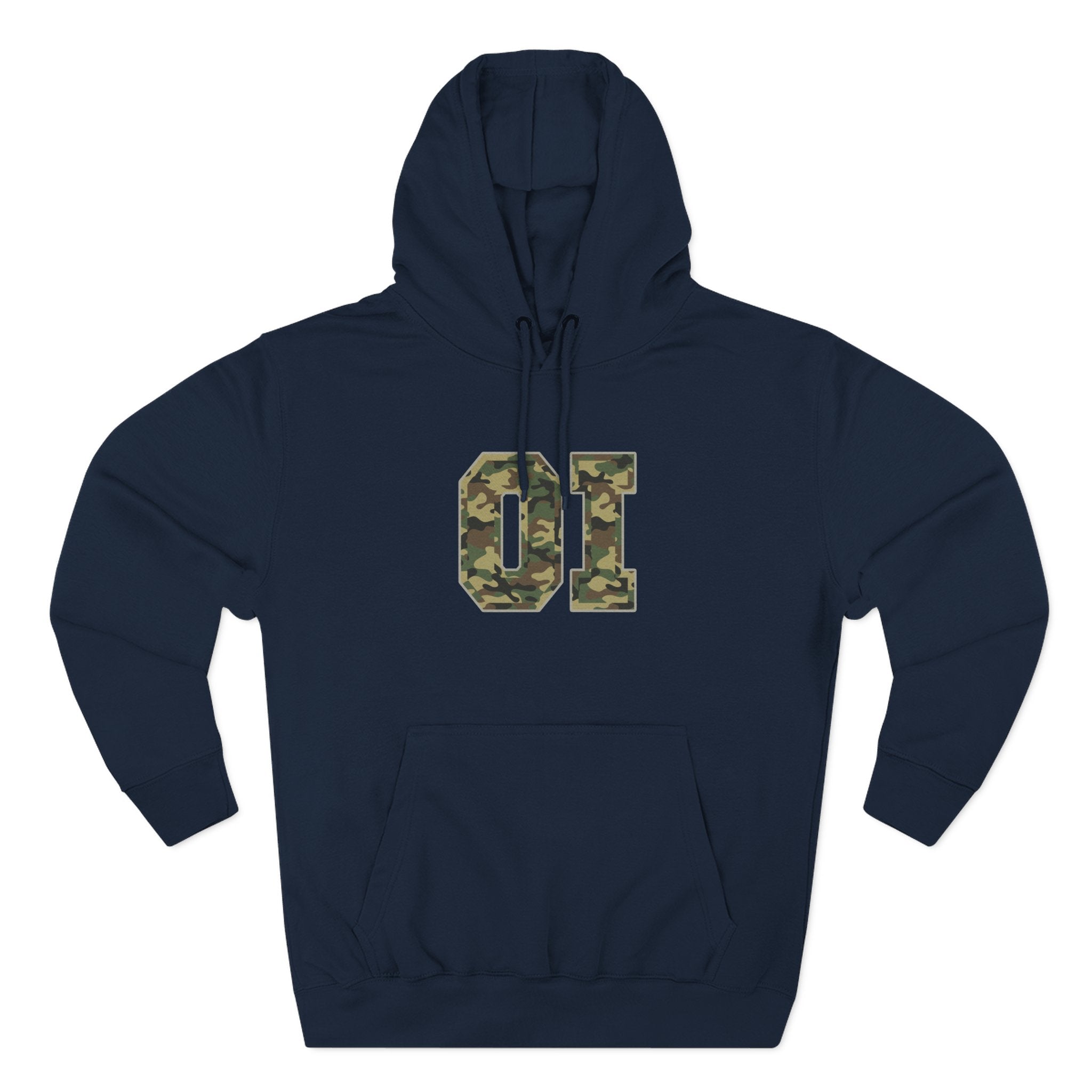 Camo 'OI' Fleece Hoodie — Military Number Camo Pullover (Organic Intelligence)