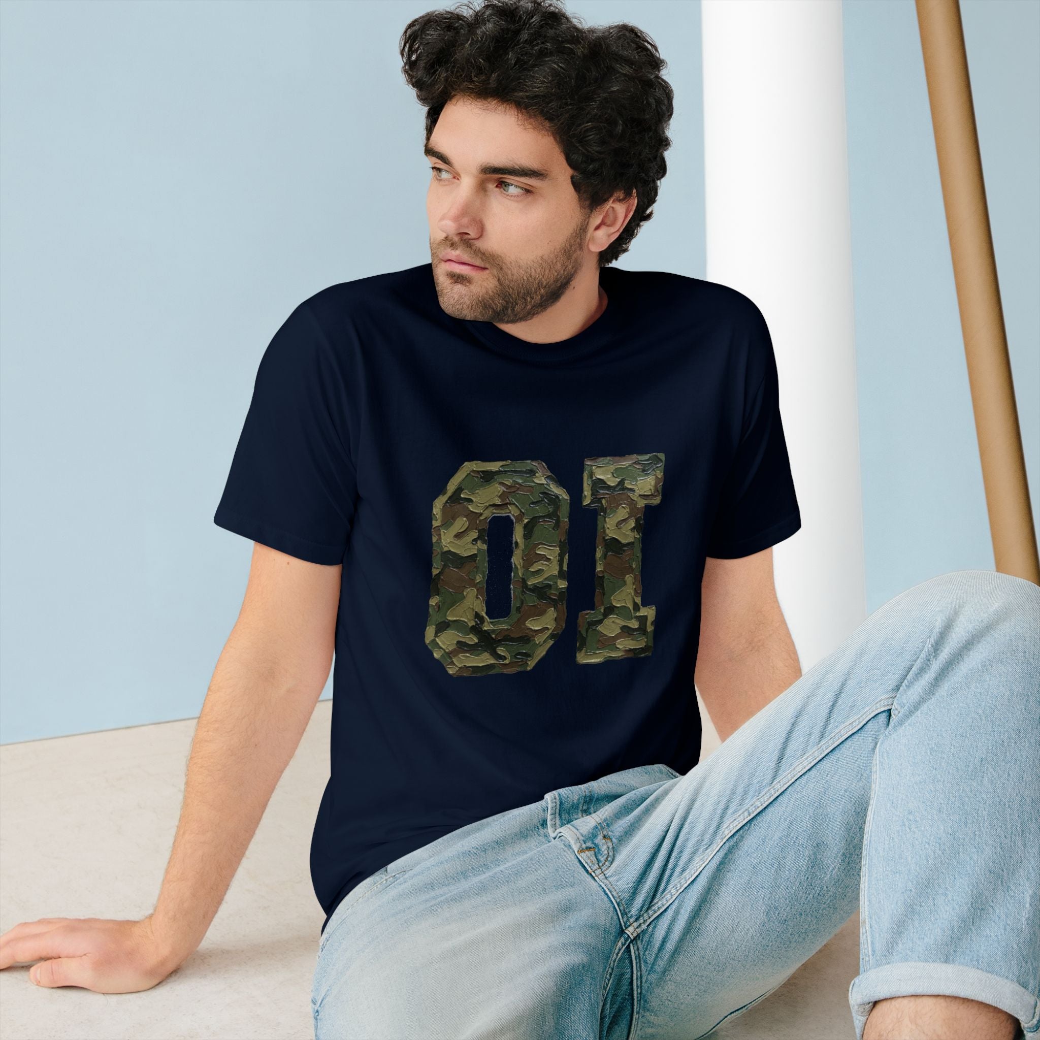 Organic Camo 'OI' Graphic T-Shirt — Military Style Vintage Number Tee (Organic Intelligence)