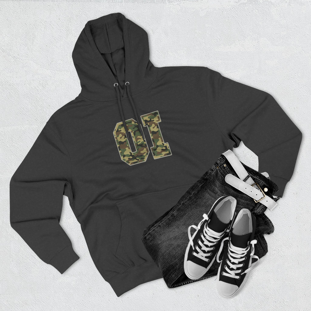 Camo 'OI' Fleece Hoodie — Military Number Camo Pullover (Organic Intelligence)