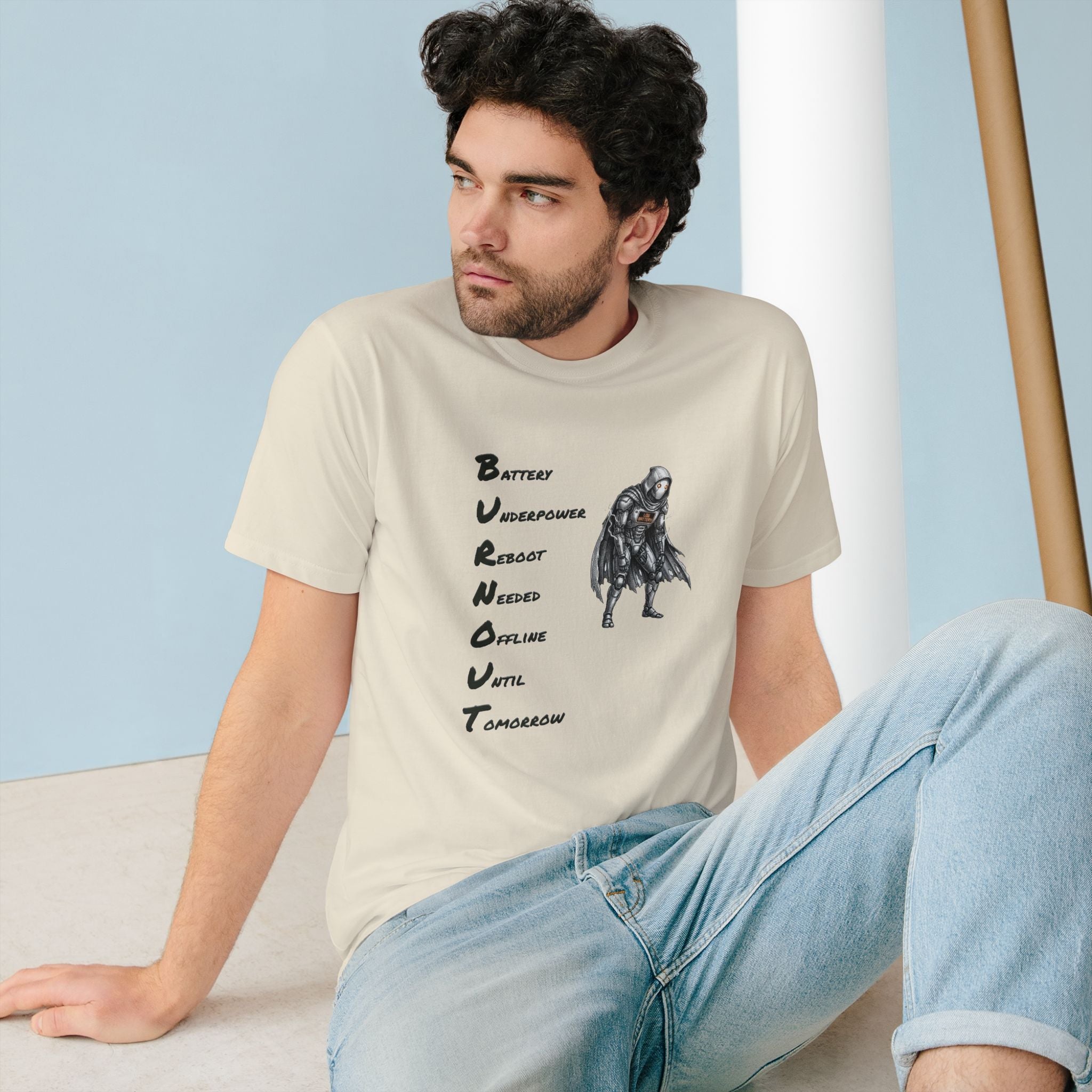 Organic Burnout Robot Graphic T-Shirt