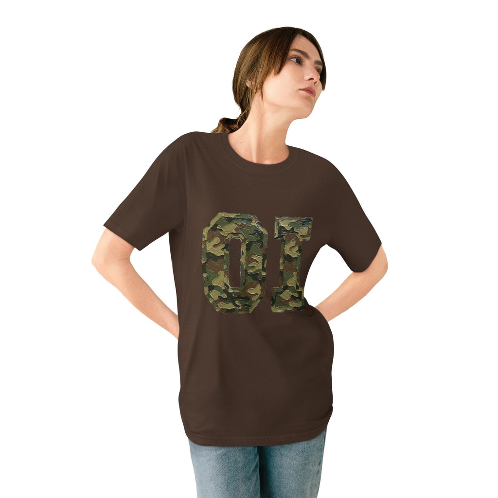 Organic Camo 'OI' Graphic T-Shirt — Military Style Vintage Number Tee (Organic Intelligence)