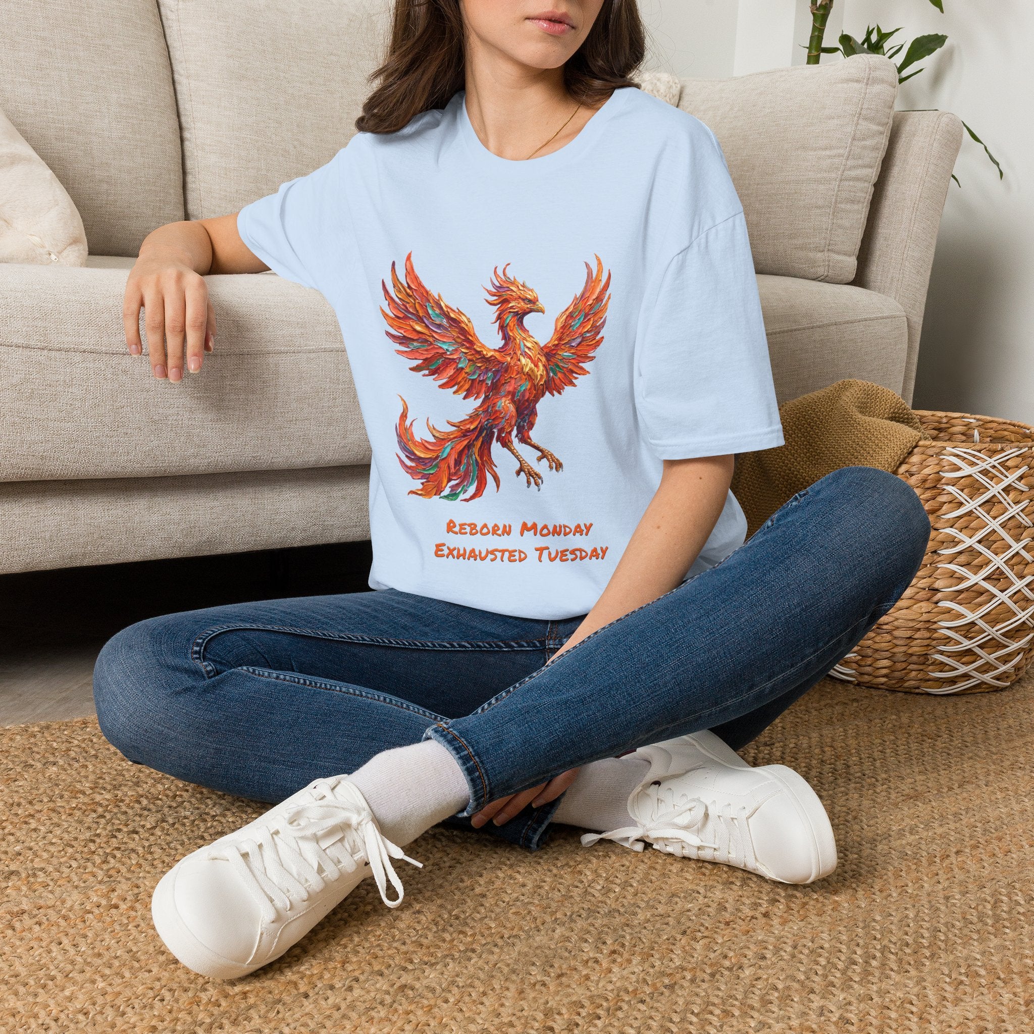 Phoenix Reborn Monday Soft T-Shirt (Exhausted Tuesday)