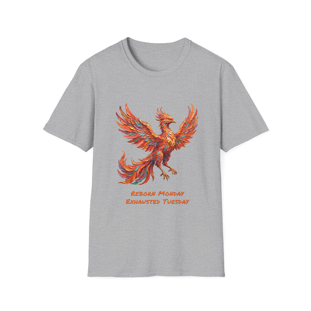 Phoenix Reborn Monday Soft T-Shirt (Exhausted Tuesday)