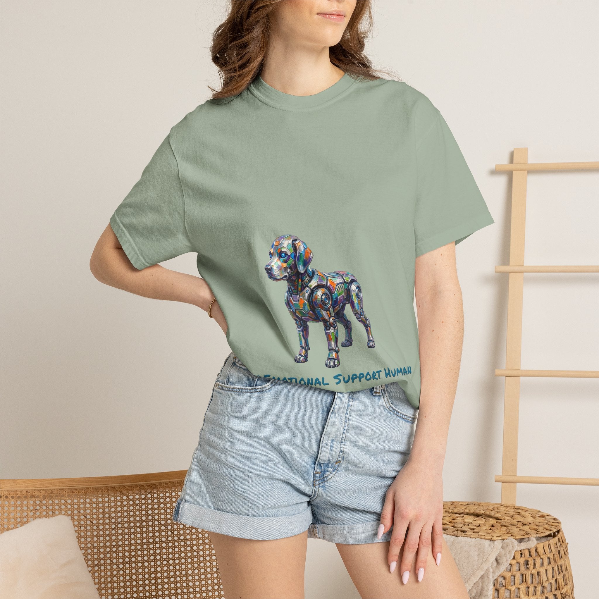 Robot Dog T‑Shirt — “My Emotional Support Human Is Offline Tee