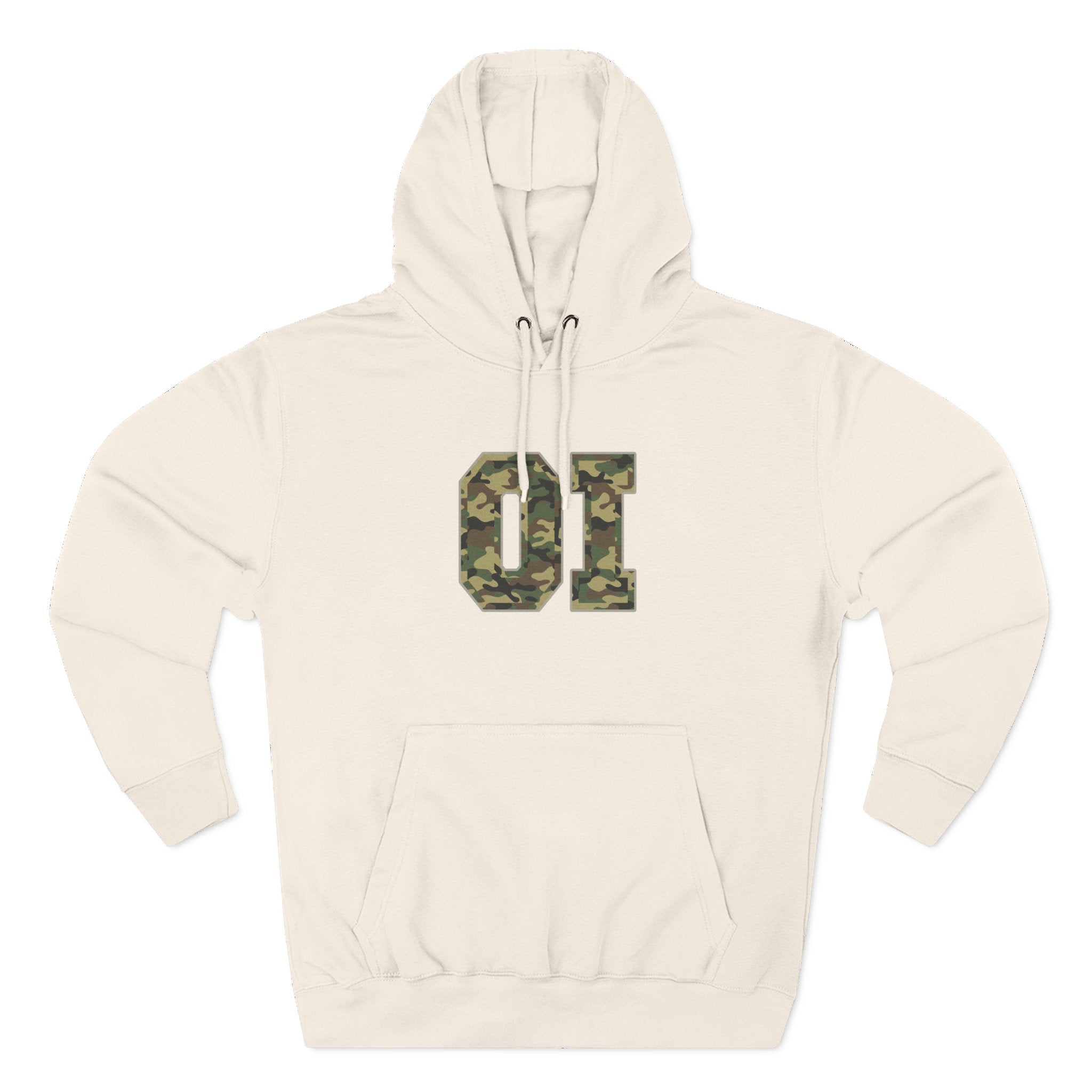 Camo 'OI' Fleece Hoodie — Military Number Camo Pullover (Organic Intelligence)