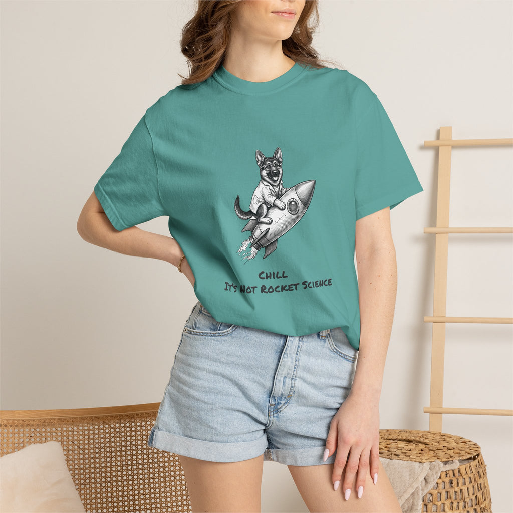 Dog on Rocket T-Shirt (Chill It’s Not Rocket Science Graphic Tee)
