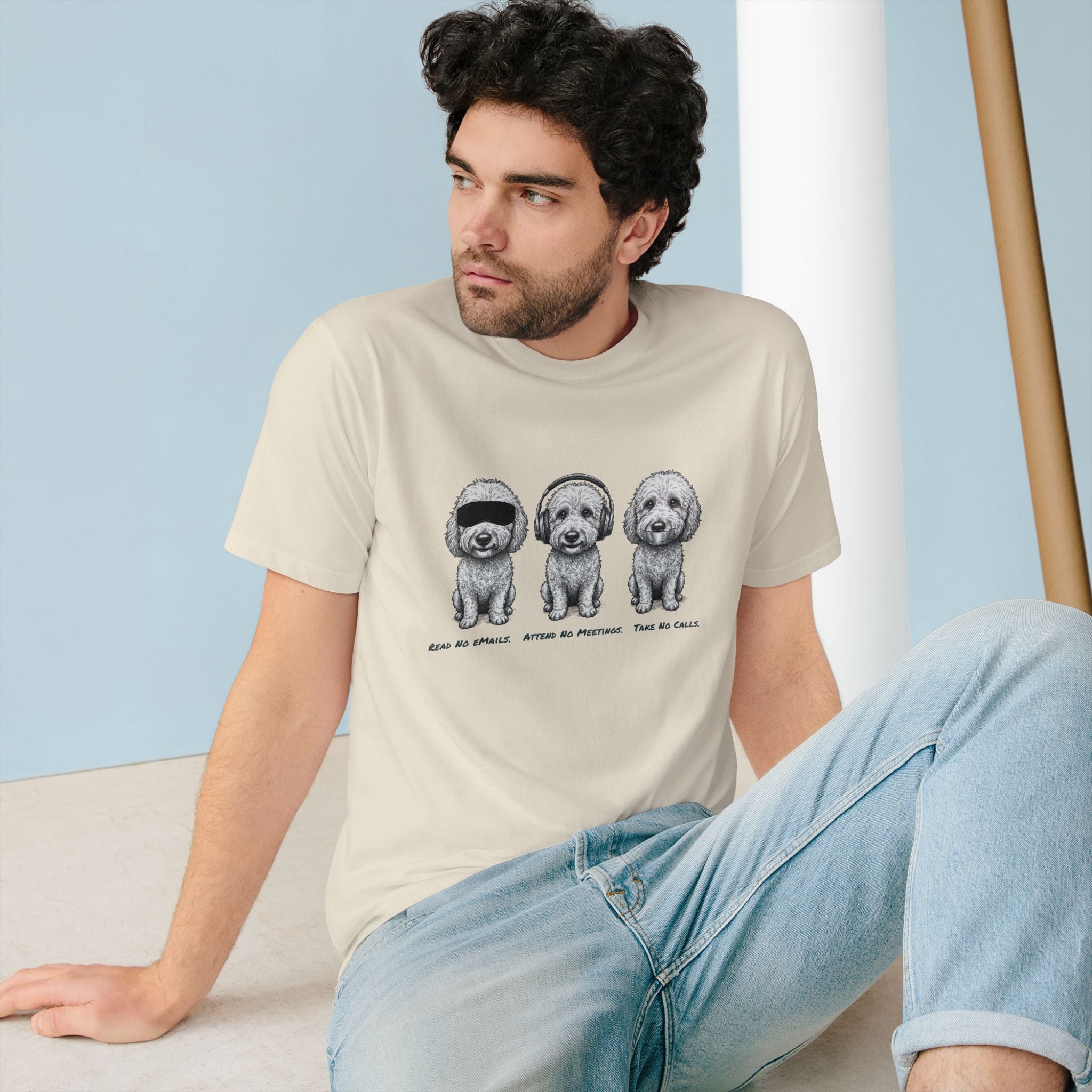 Organic 3 Dogs Graphic T-Shirt (Read No eMails. Attend No Meetings. Take No Calls.)