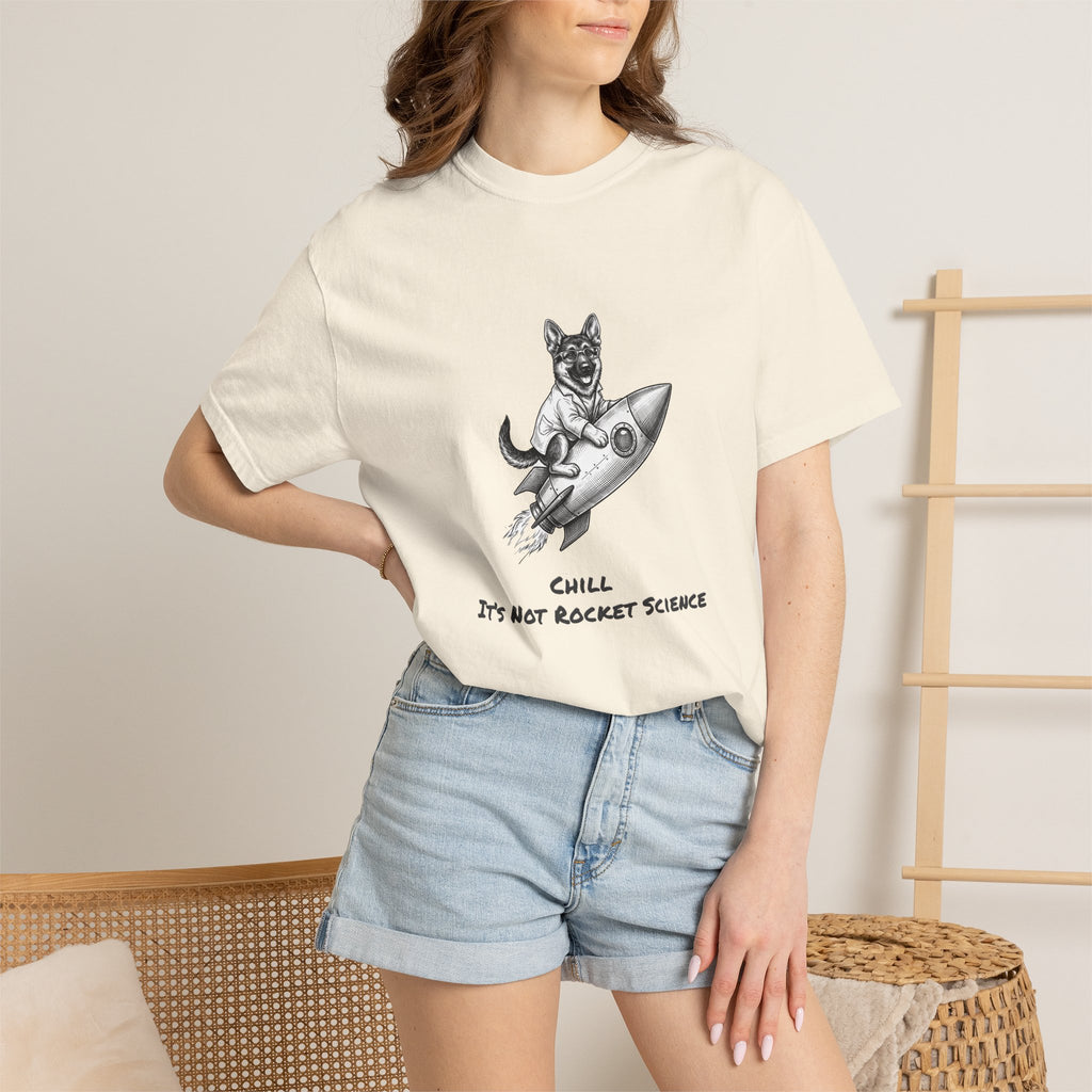 Dog on Rocket T-Shirt (Chill It’s Not Rocket Science Graphic Tee)