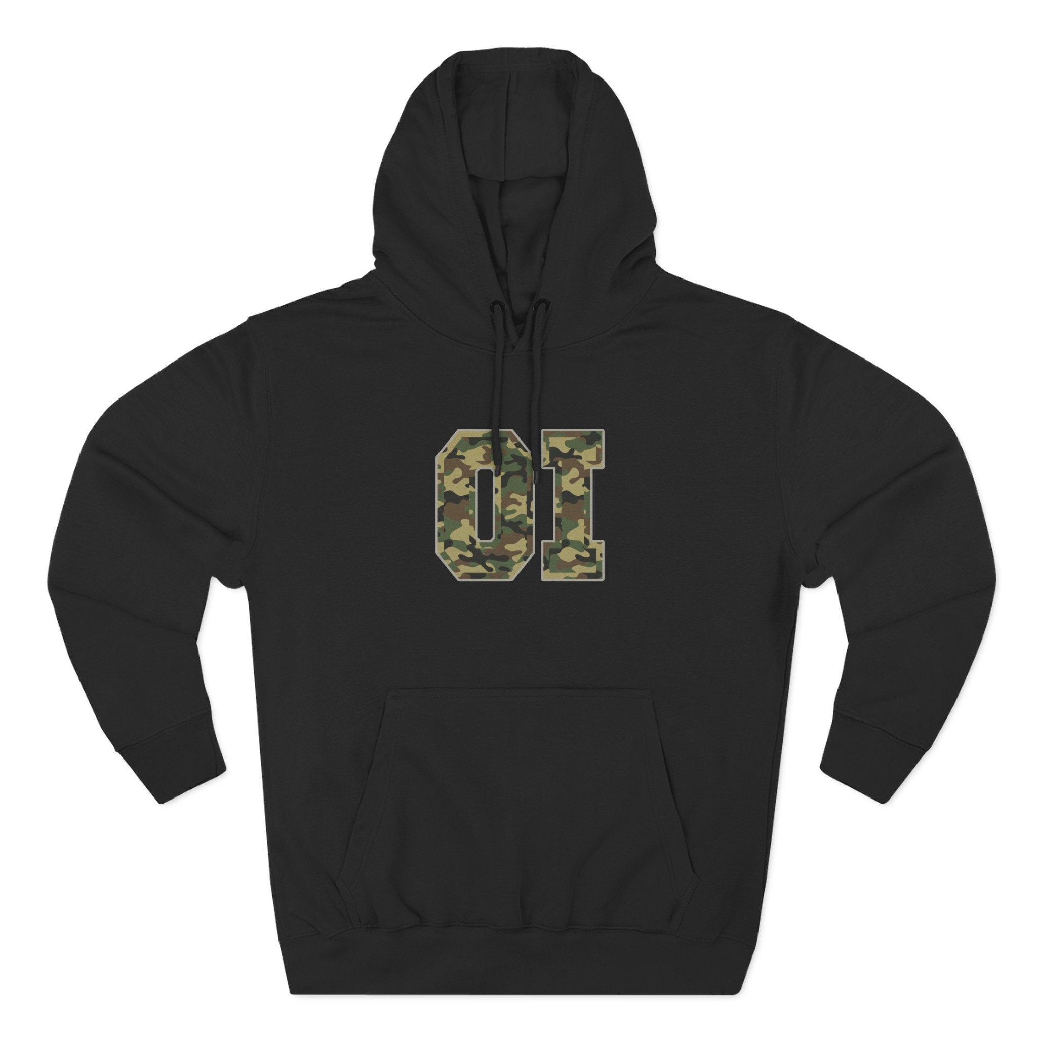 Camo 'OI' Fleece Hoodie — Military Number Camo Pullover (Organic Intelligence)