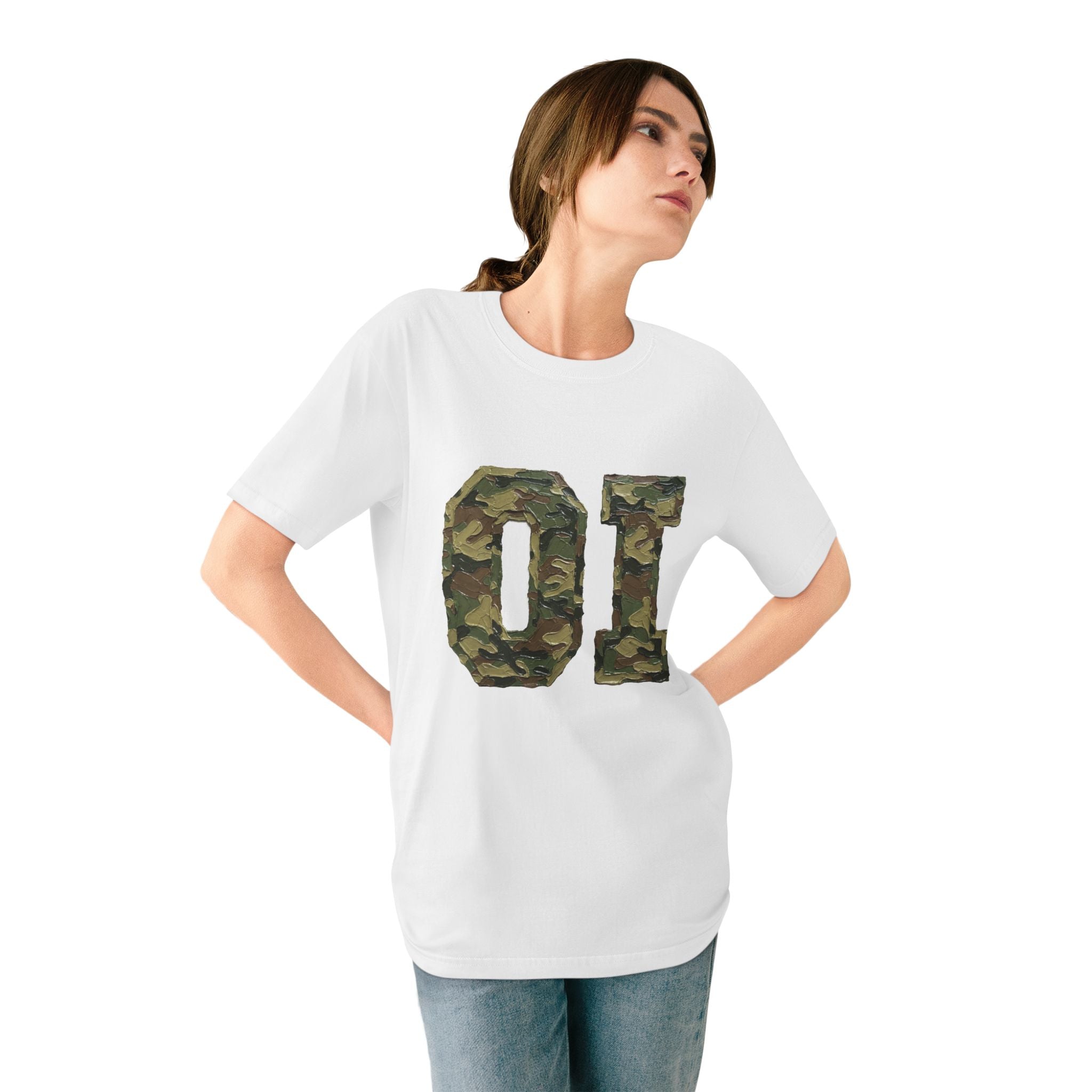 Organic Camo 'OI' Graphic T-Shirt — Military Style Vintage Number Tee (Organic Intelligence)