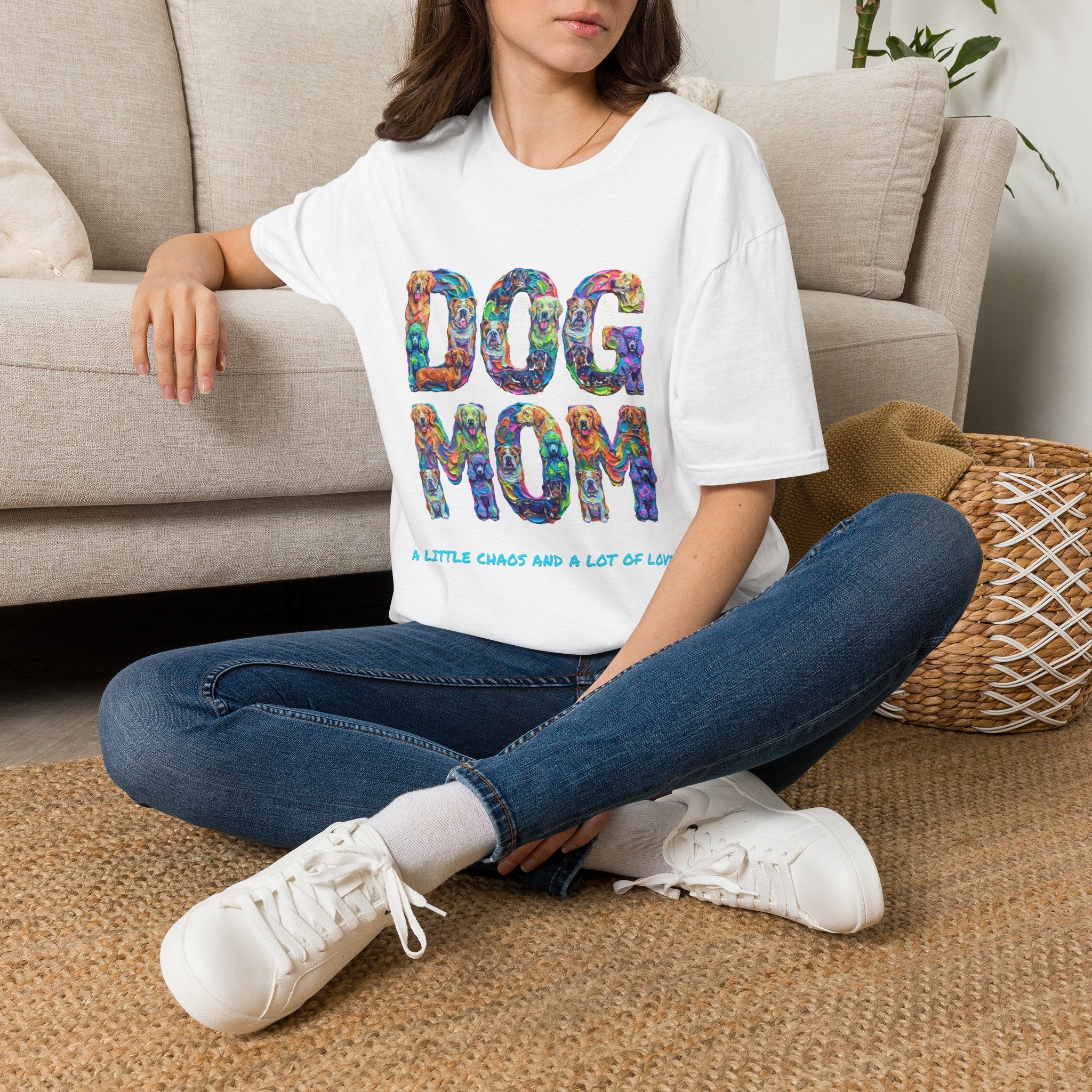 Dogs Mom Vibrant Soft T-Shirt (Dog Lover)