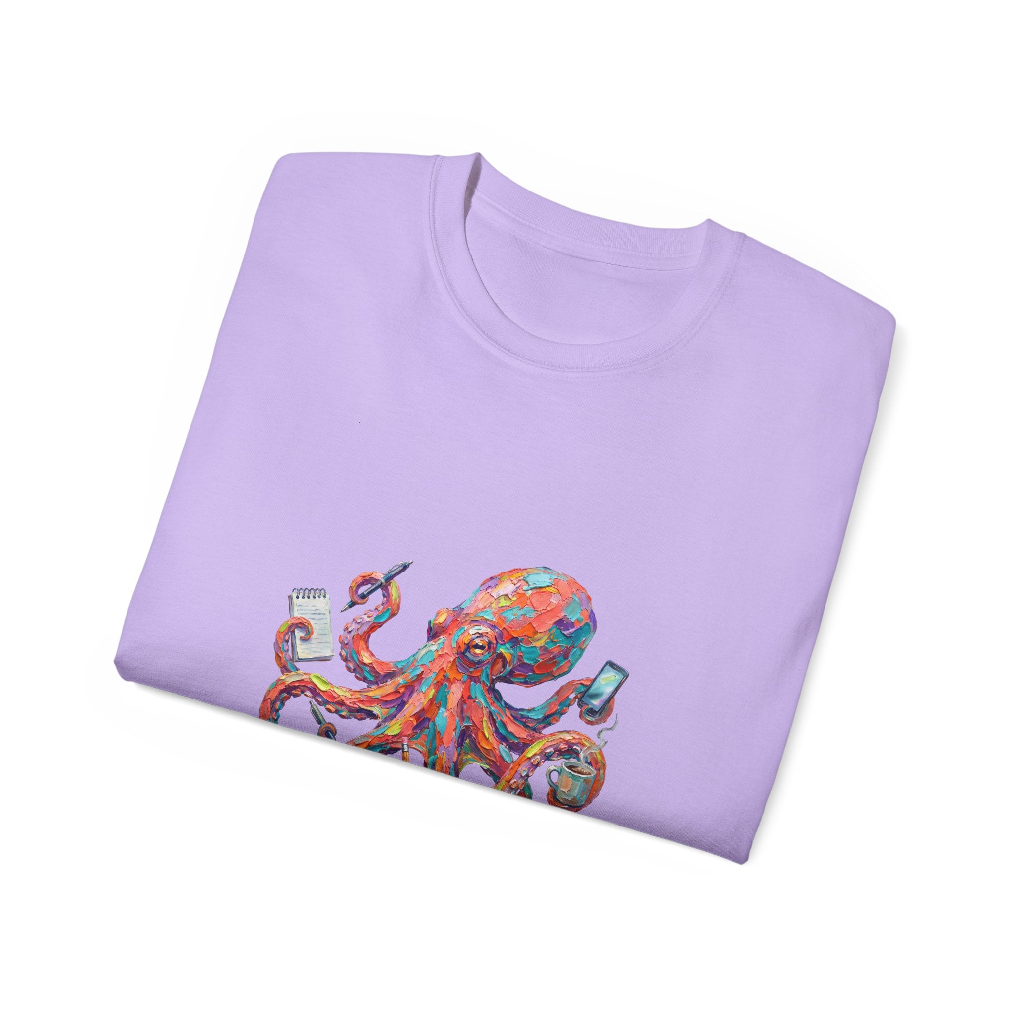 Octopus Multitasking Tee — "I Have a PhD in Multitasking" Cotton T-Shirt