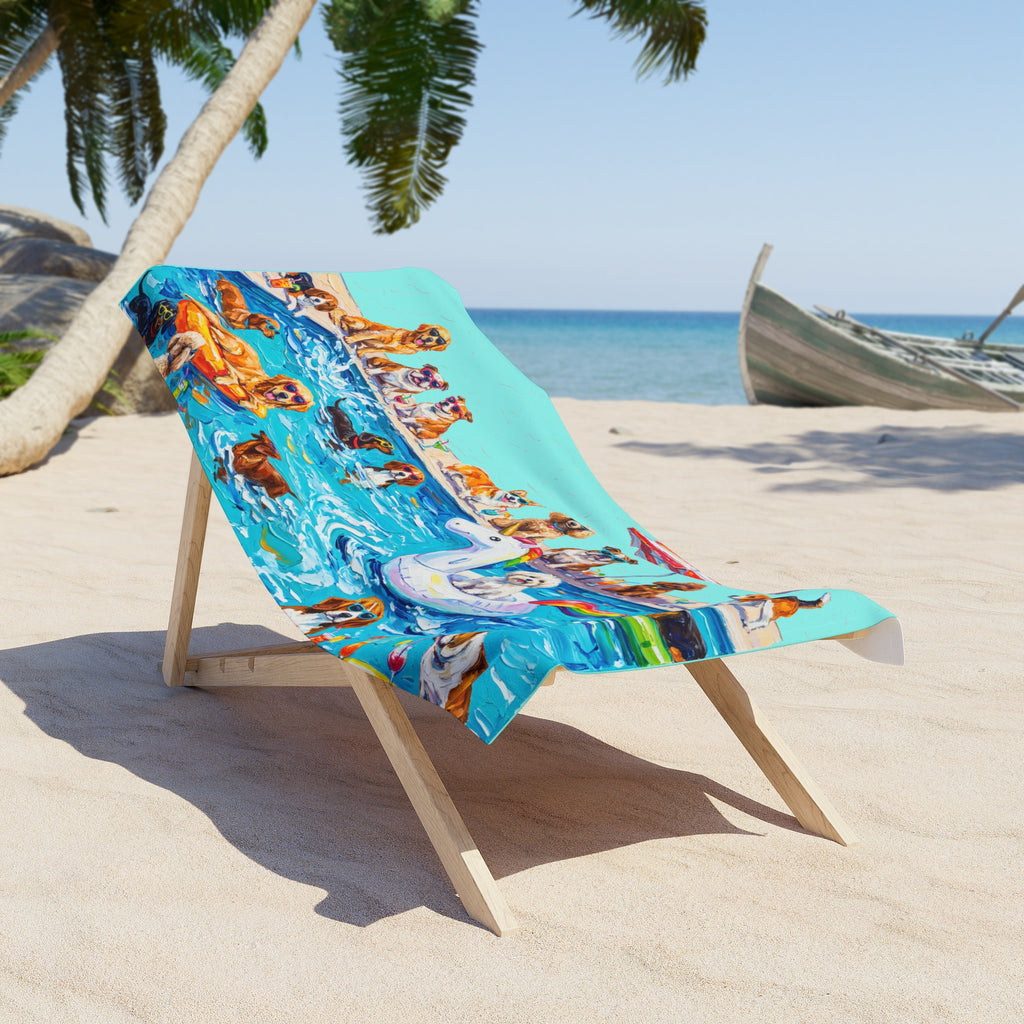 Dogs Pool Party Beach Towel