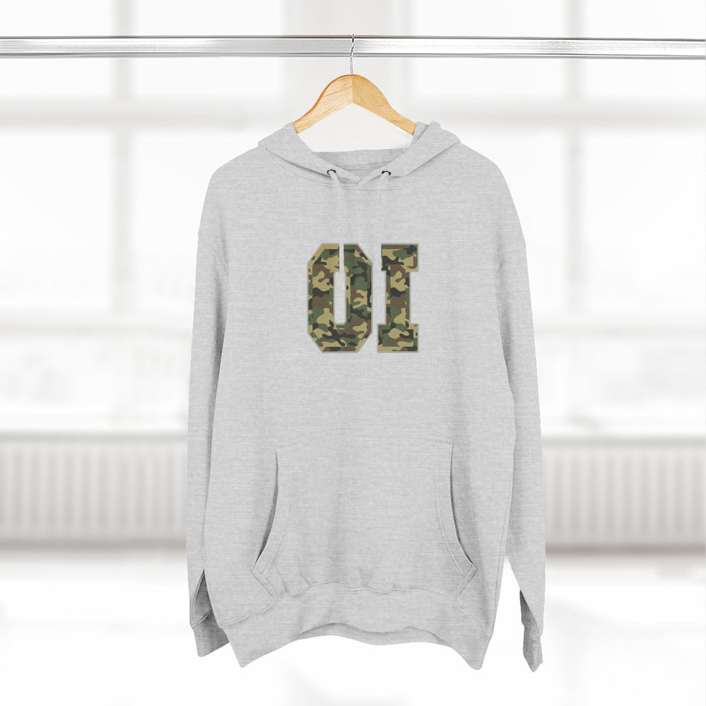 Camo 'OI' Fleece Hoodie — Military Number Camo Pullover (Organic Intelligence)