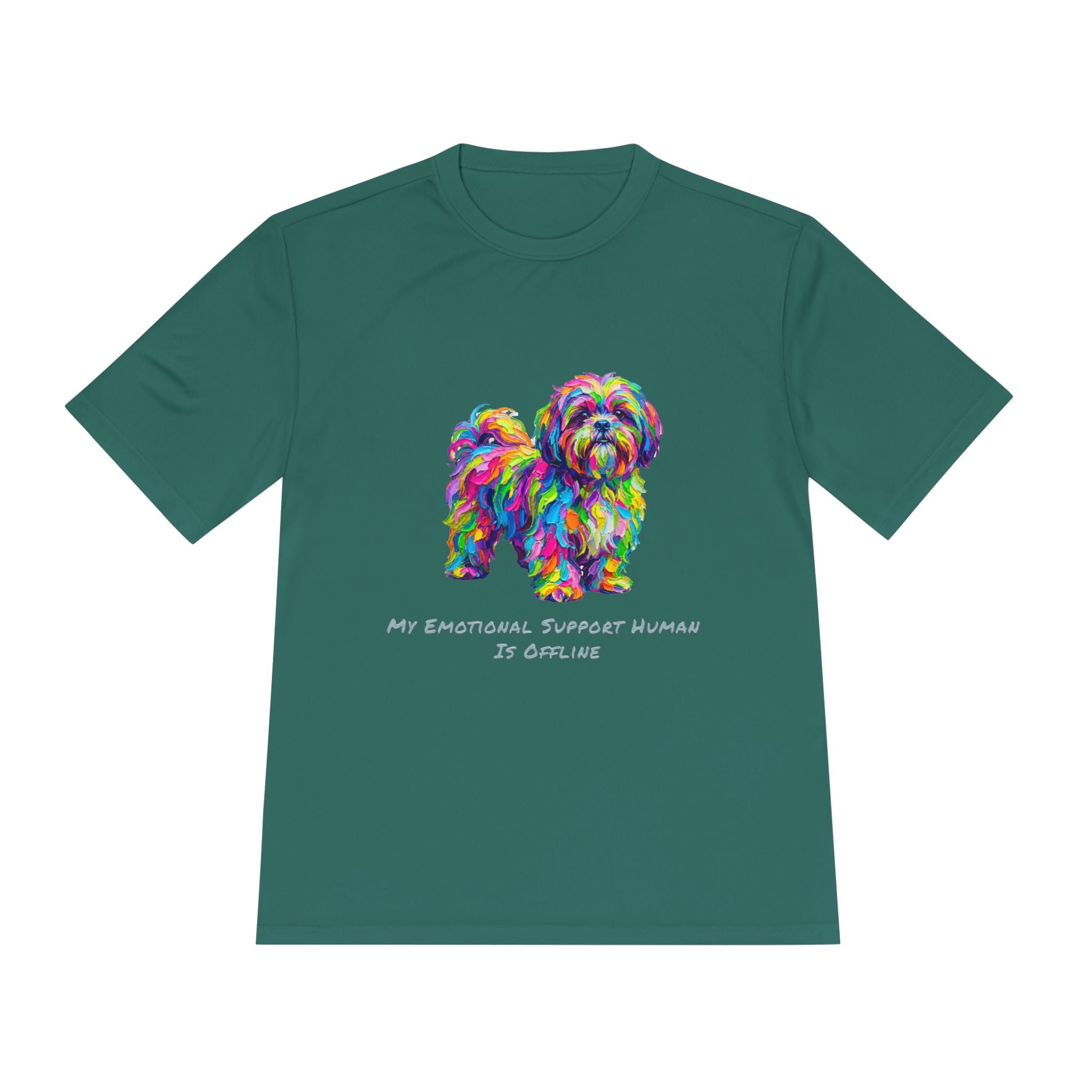 Shih Tzu Performance Shirt — Colorful Dog Graphic Tee (My Emotional Support Human Is Offline)