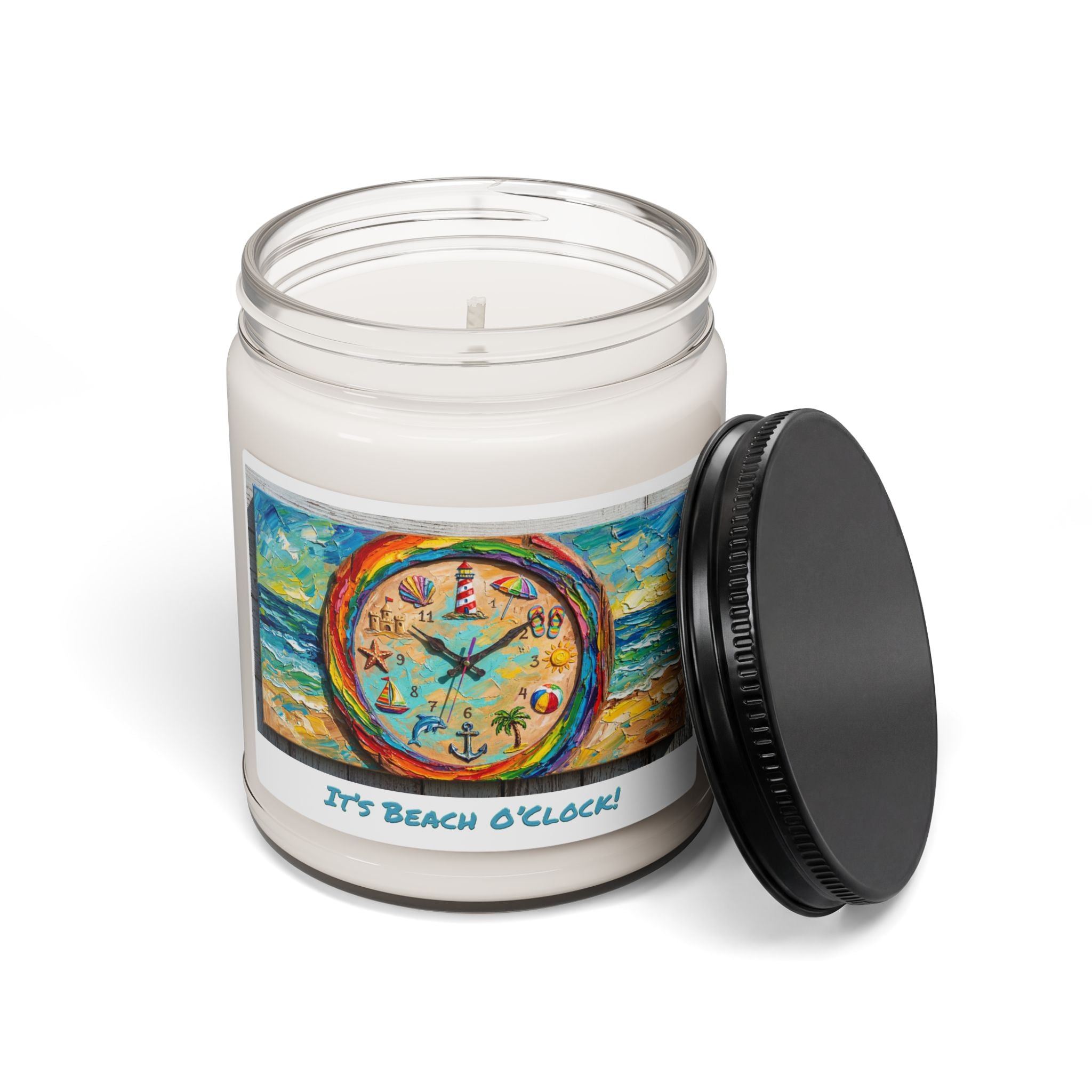 Beach Clock Art Scented Soy Candle (9oz)