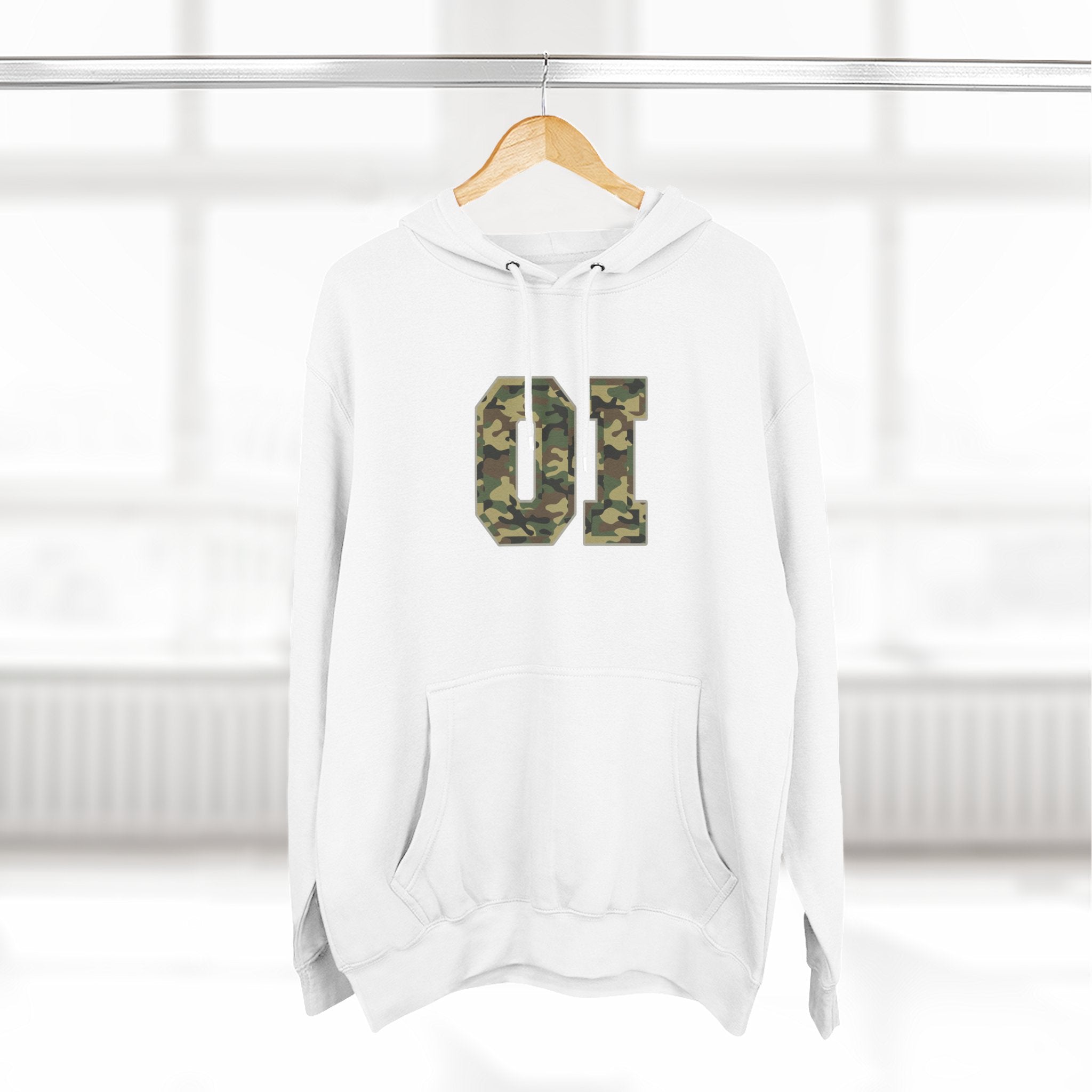 Camo 'OI' Fleece Hoodie — Military Number Camo Pullover (Organic Intelligence)
