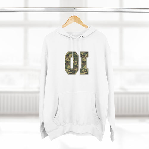 Camo OI Fleece Hoodie — Woodland Camo Pullover, Organic Intervention