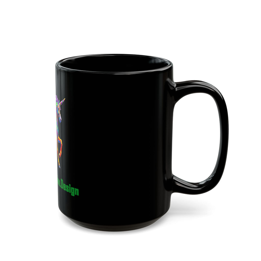 Rainbow Unicorn Black Coffee Mug (15oz)