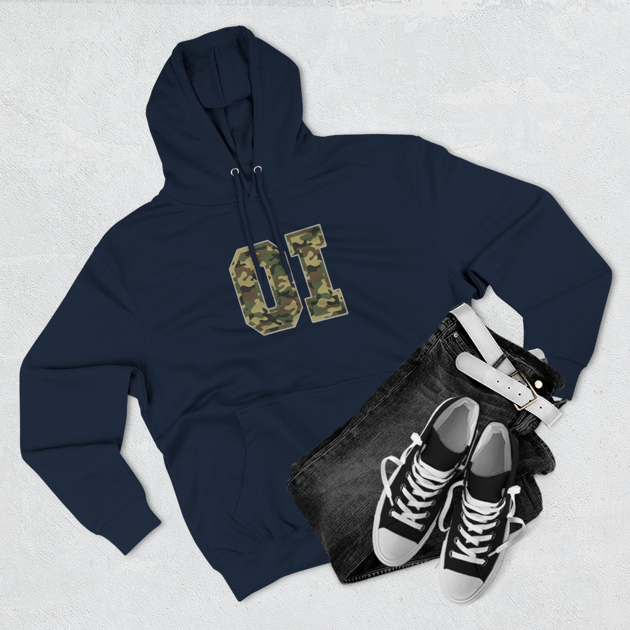 Camo 'OI' Fleece Hoodie — Military Number Camo Pullover (Organic Intelligence)