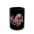 Rainbow Octopus Multitasking Black Coffee Mug (Personalize, 15oz)