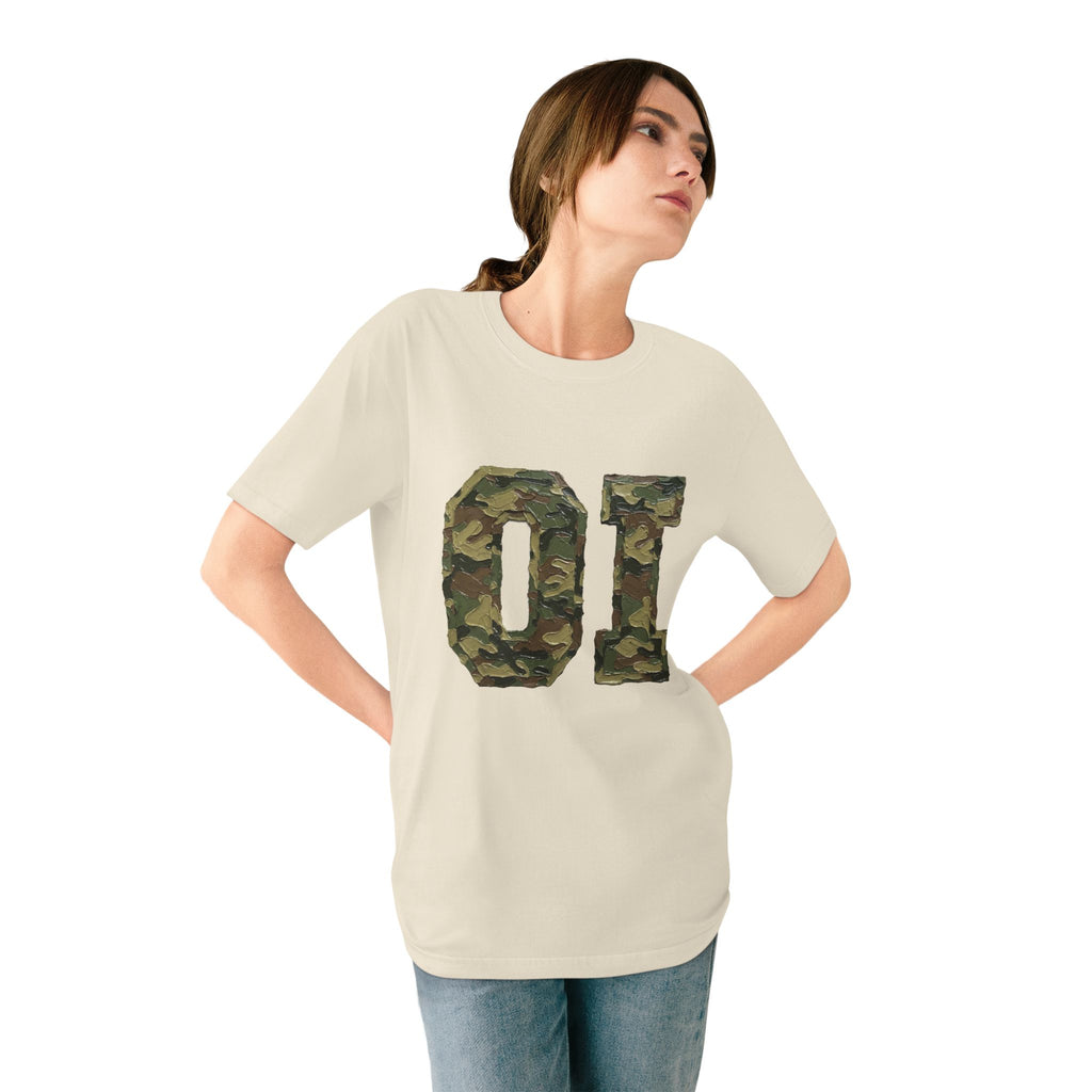 Organic Camo 'OI' Graphic T-Shirt — Military Style Vintage Number Tee (Organic Intelligence)