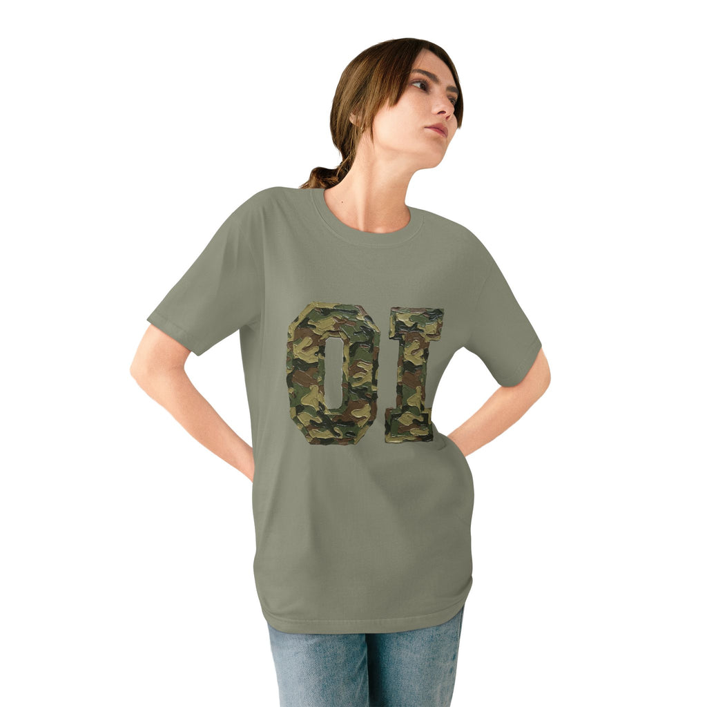 Organic Camo 'OI' Graphic T-Shirt — Military Style Vintage Number Tee (Organic Intelligence)