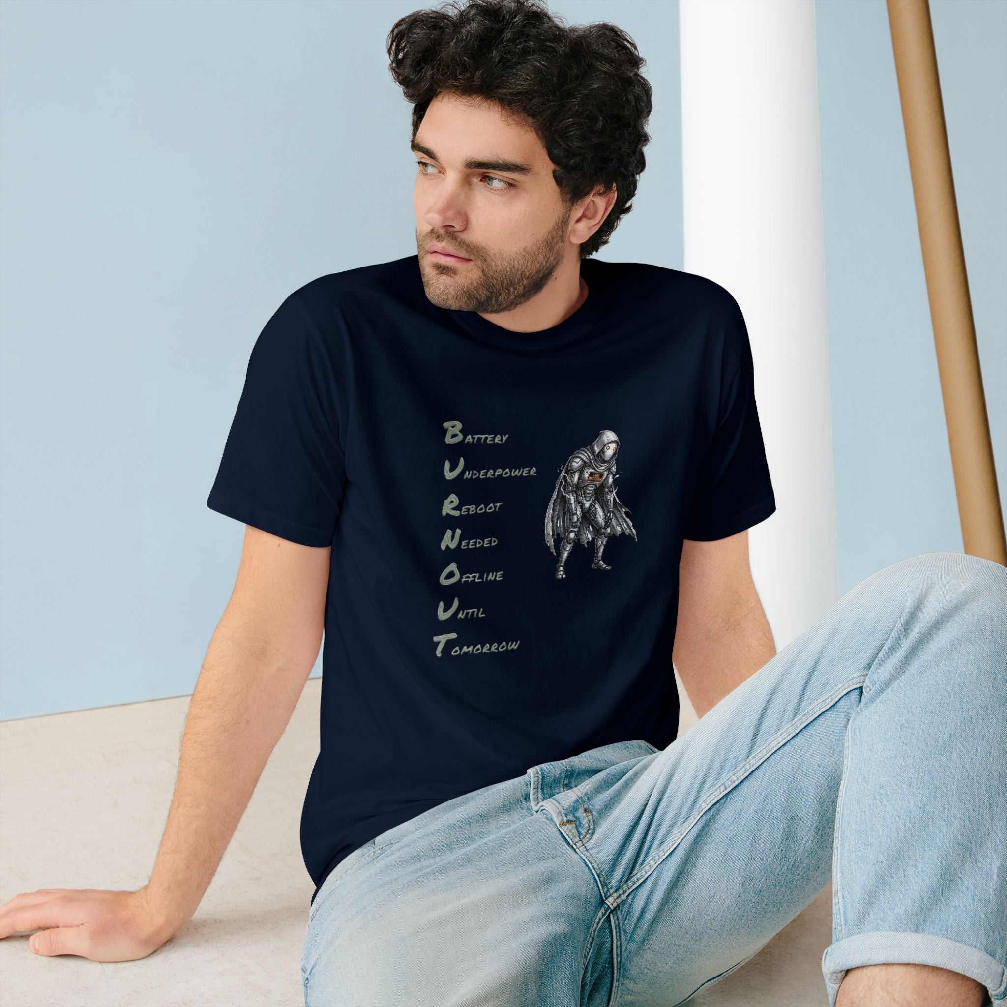 Organic Burnout Robot Graphic T-Shirt