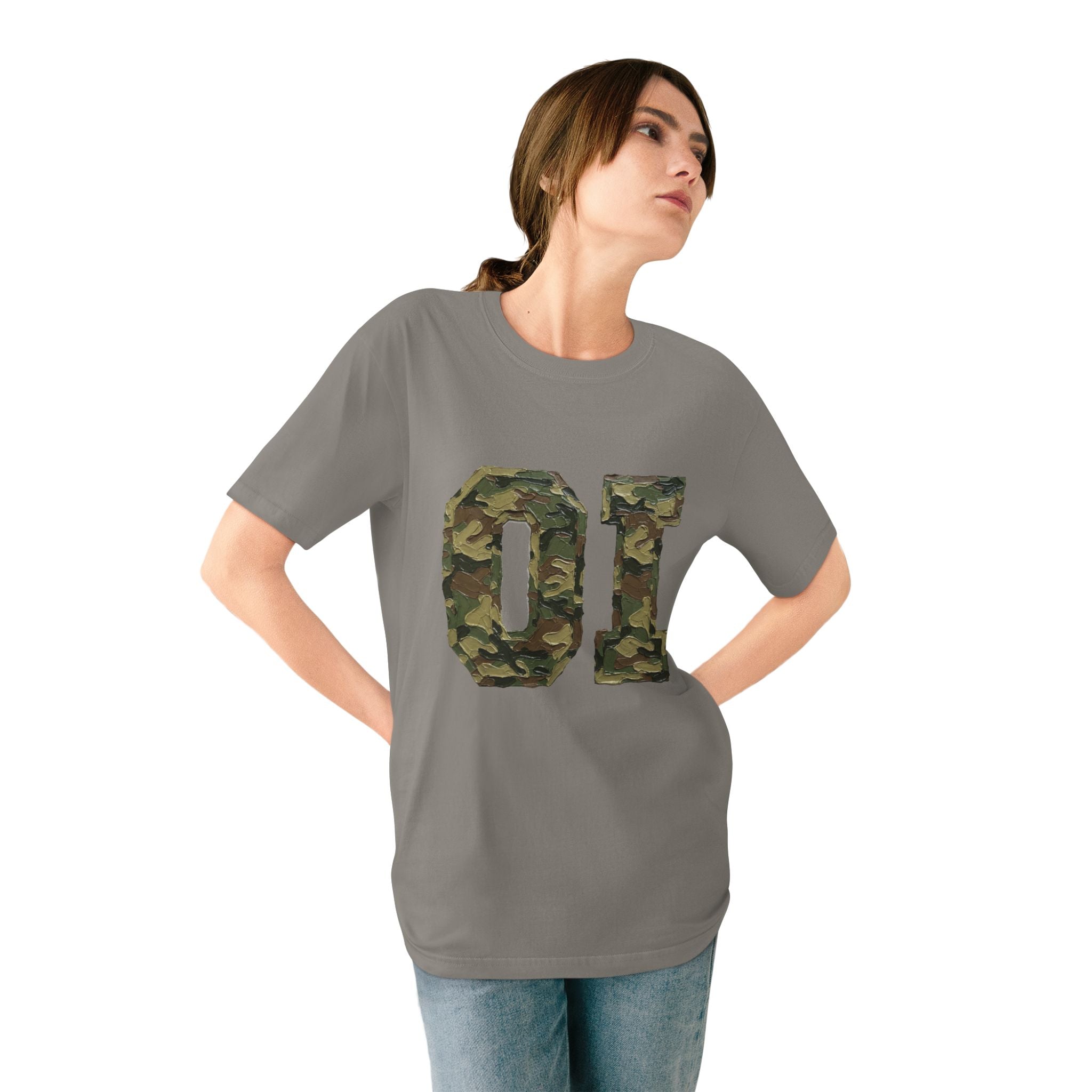 Organic Camo 'OI' Graphic T-Shirt — Military Style Vintage Number Tee (Organic Intelligence)