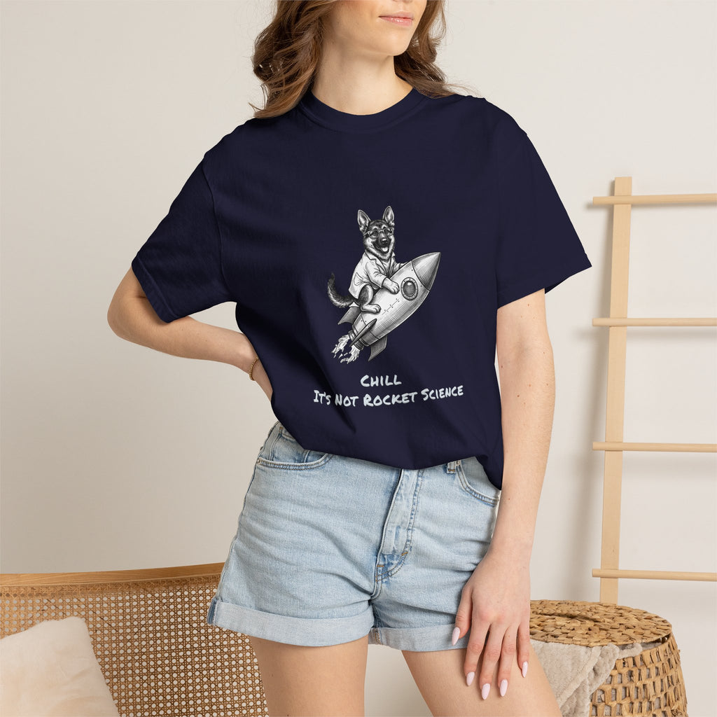 Dog on Rocket T-Shirt (Chill It’s Not Rocket Science Graphic Tee)