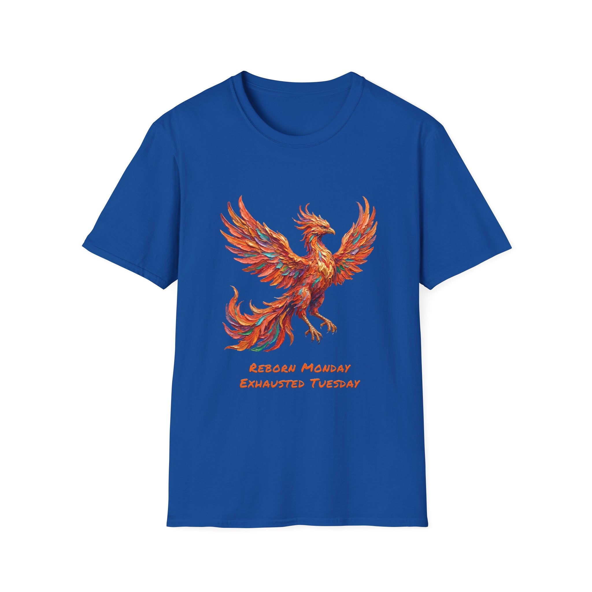 Phoenix Reborn Monday Soft T-Shirt (Exhausted Tuesday)