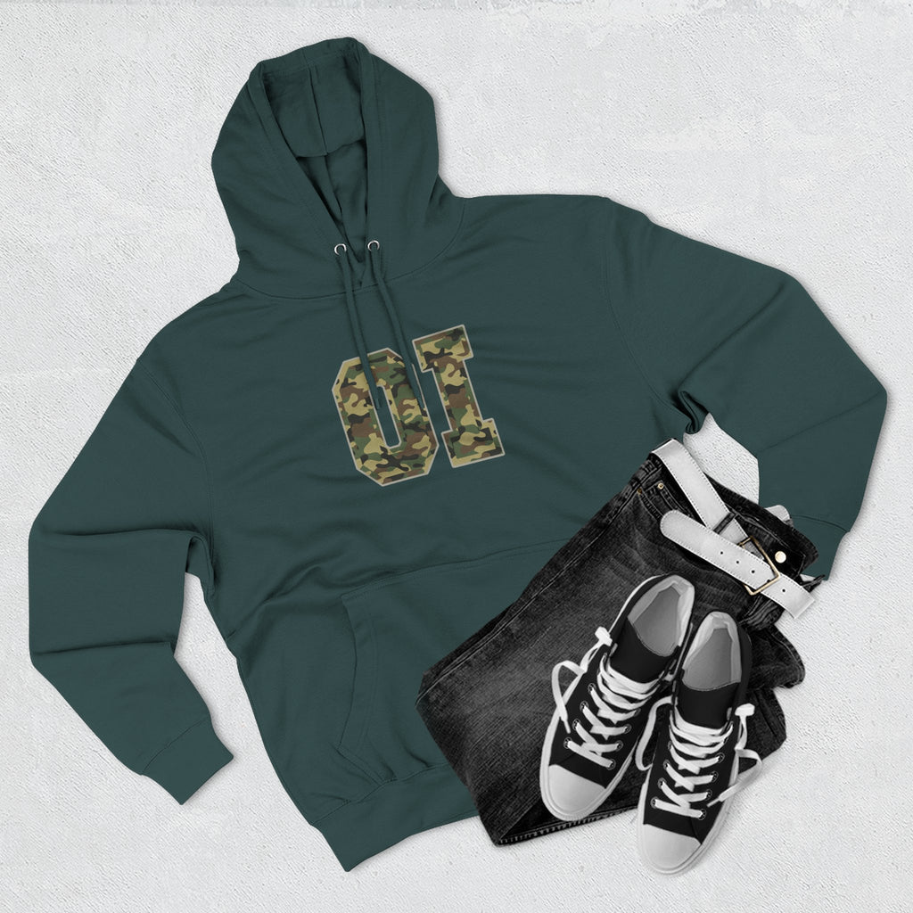 Camo 'OI' Fleece Hoodie — Military Number Camo Pullover (Organic Intelligence)