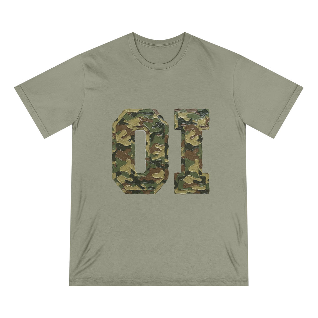 Organic Camo 'OI' Graphic T-Shirt — Military Style Vintage Number Tee (Organic Intelligence)
