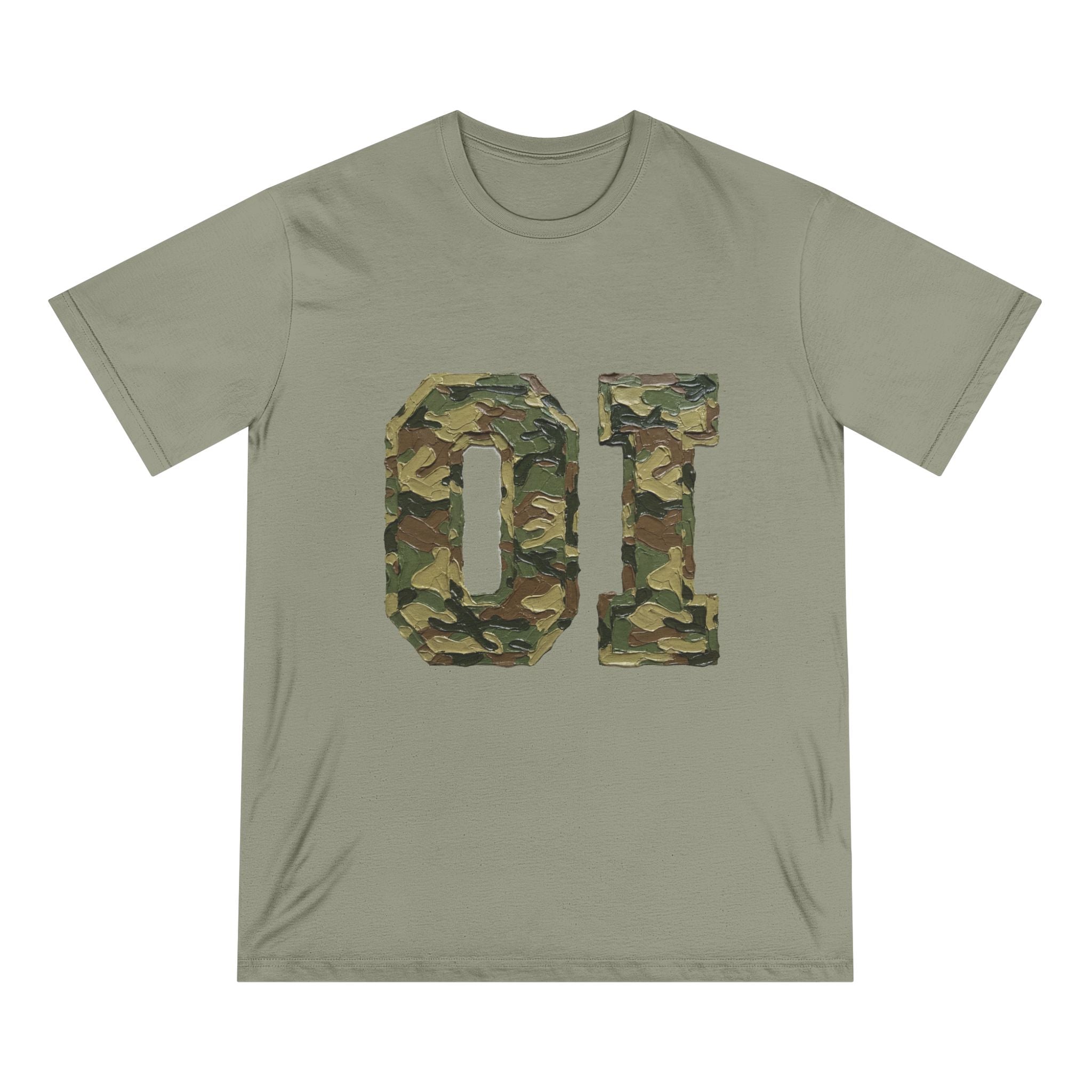 Organic Camo 'OI' Graphic T-Shirt — Military Style Vintage Number Tee (Organic Intelligence)