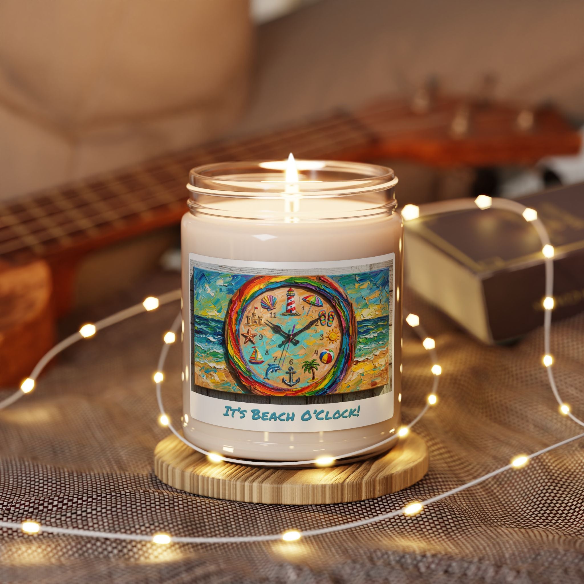 Beach Clock Art Scented Soy Candle (9oz)