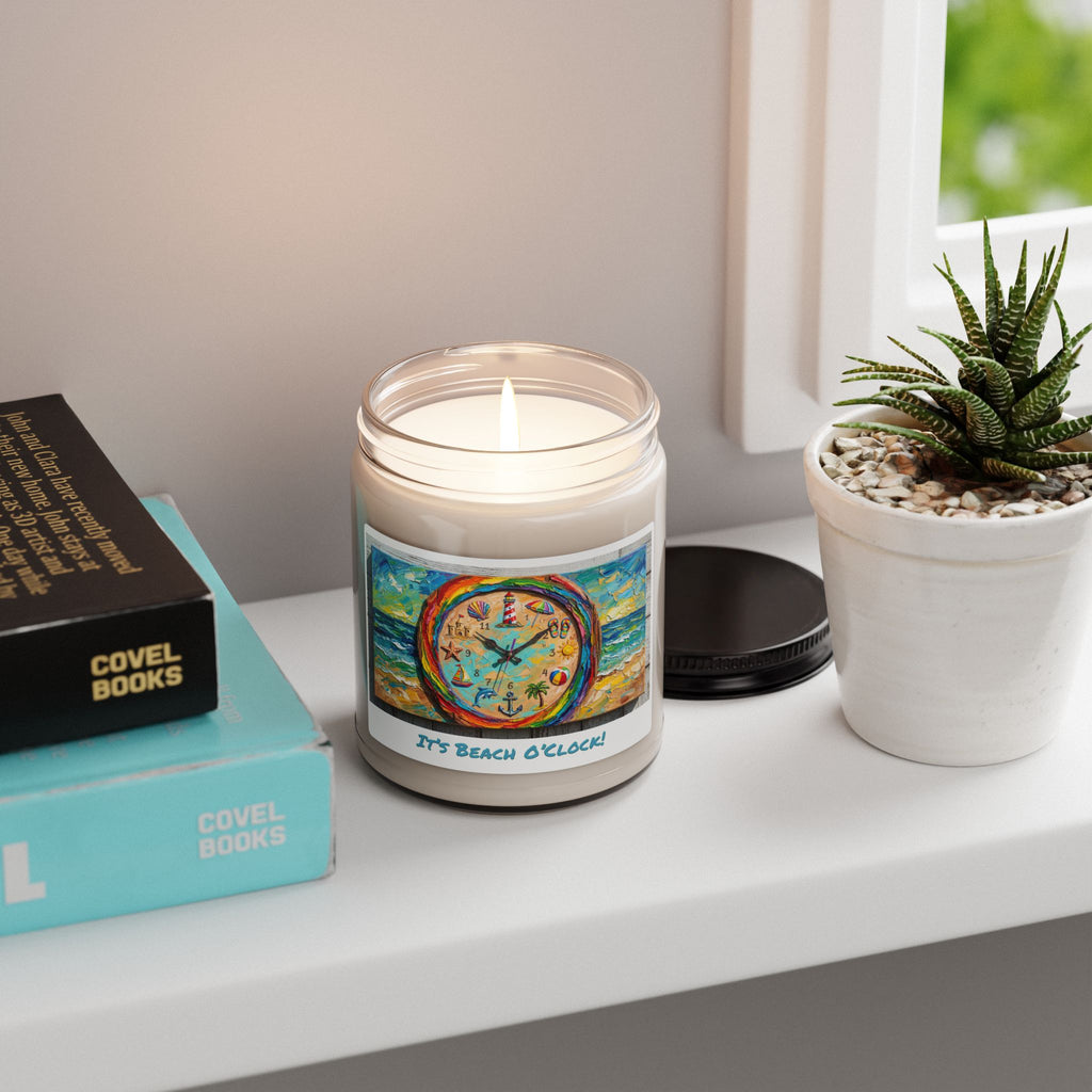 Beach Clock Art Scented Soy Candle (9oz)